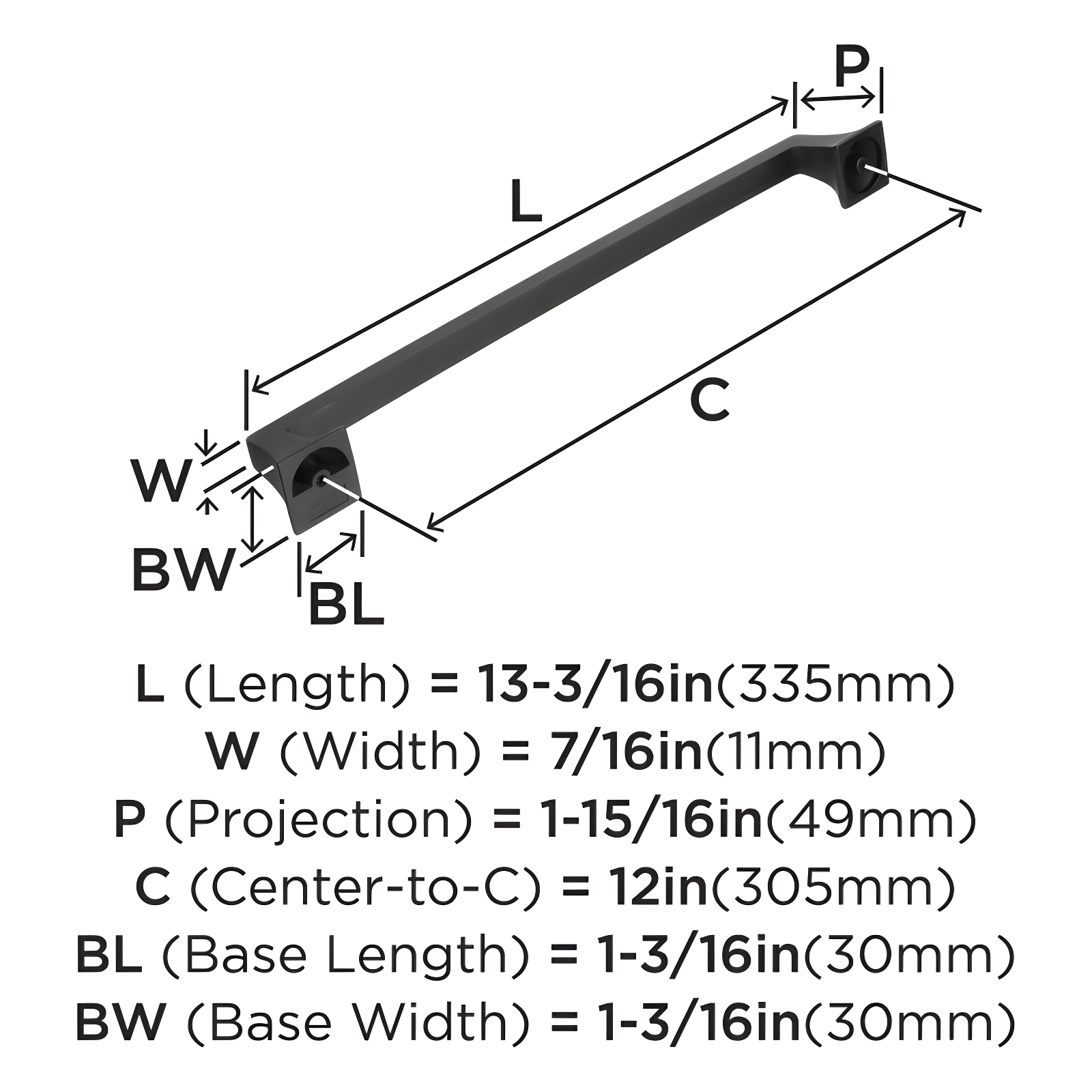 Amerock Mulholland 12 inch (305mm) Center-to-Center Black Bronze Appliance Pull