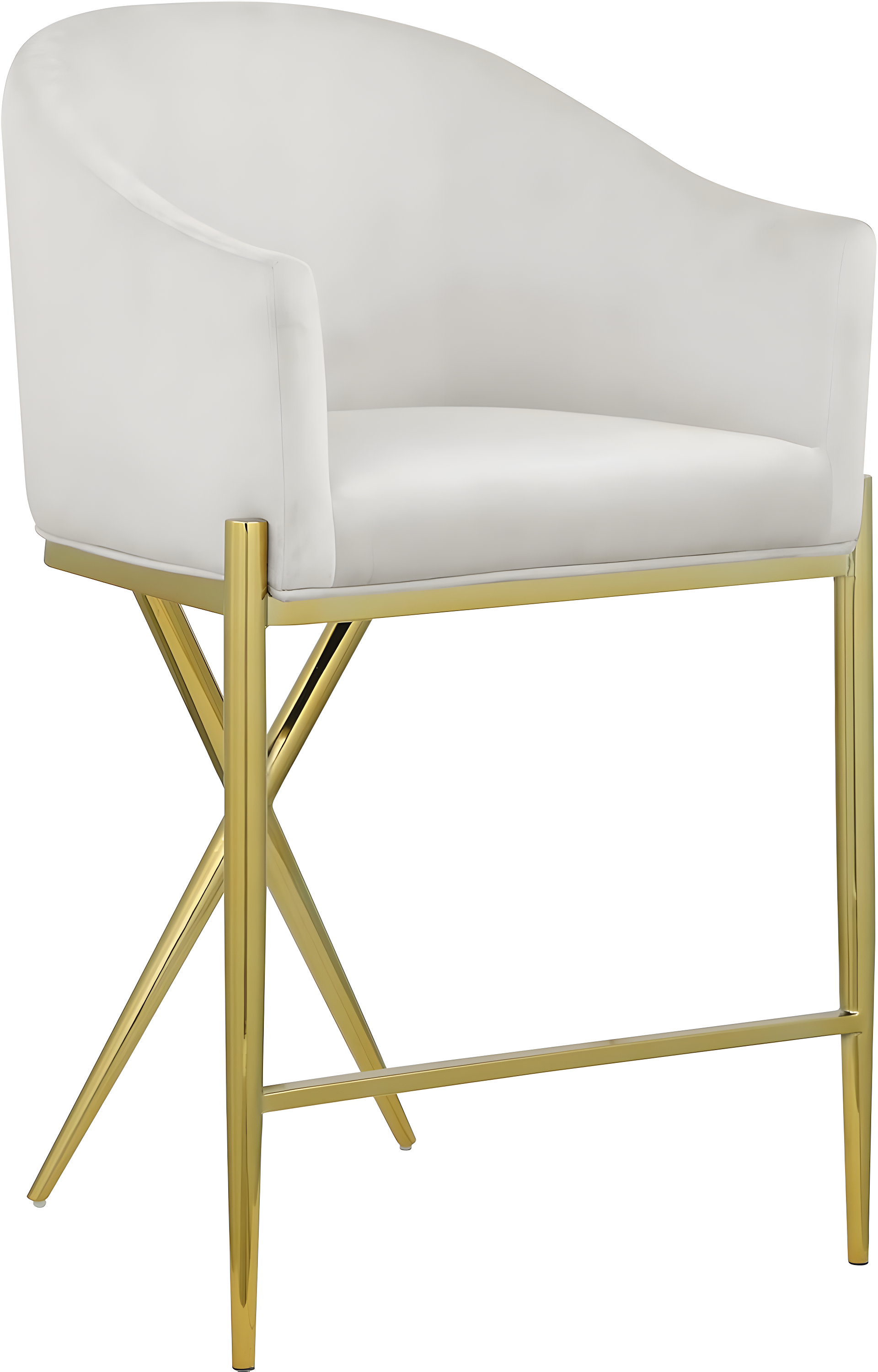 Meridian Furniture 867Cream-C Xavier Collection Velvet Upholstered Counter Stool with Sturdy Gold Metal Legs, Cream, 23.5" W x 22.5" D x 38" H