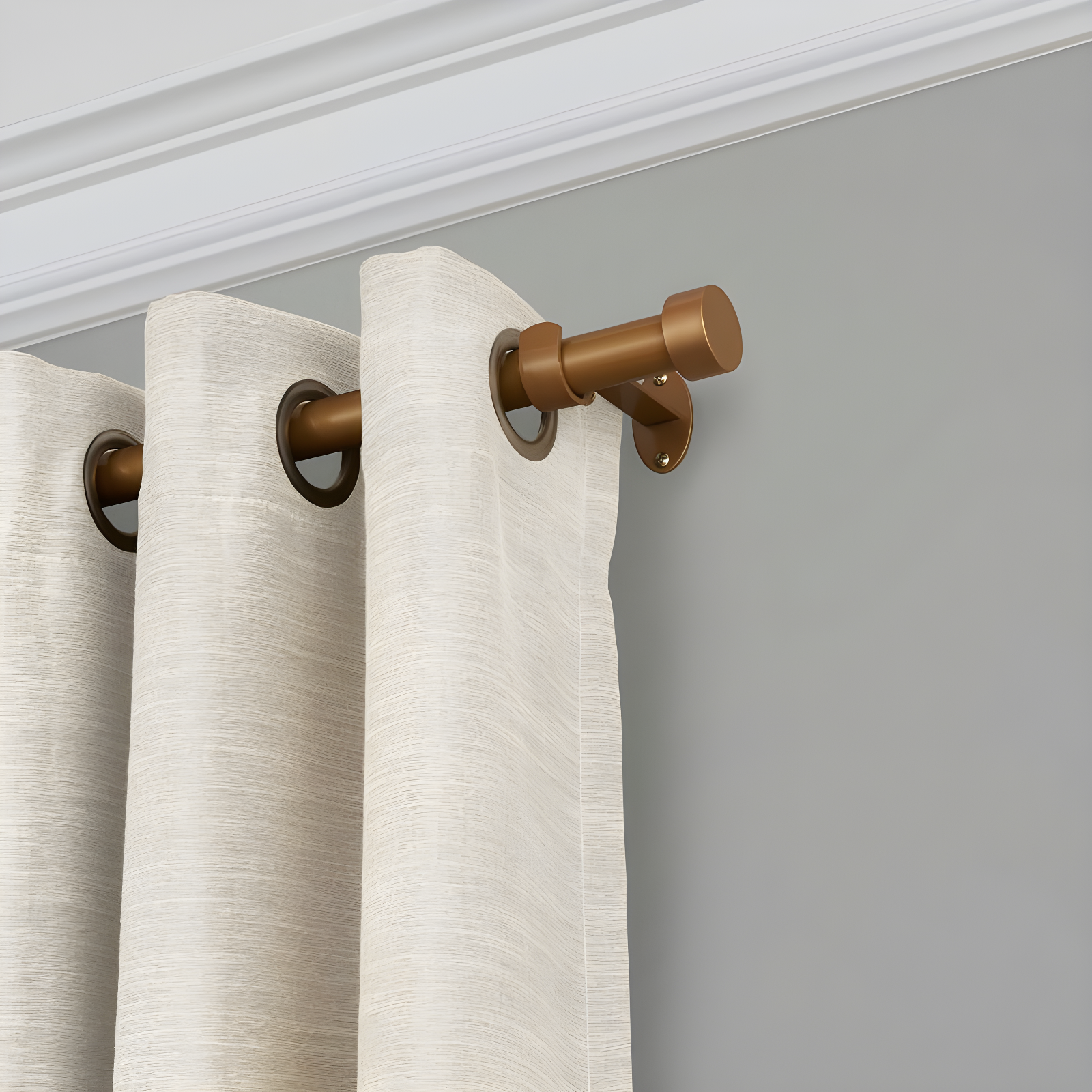 Serena 1" Window Drapery Single Curtain Rod with Contemporary Cap Finial - 48" - Soft Gold - Elrene Home Fashions