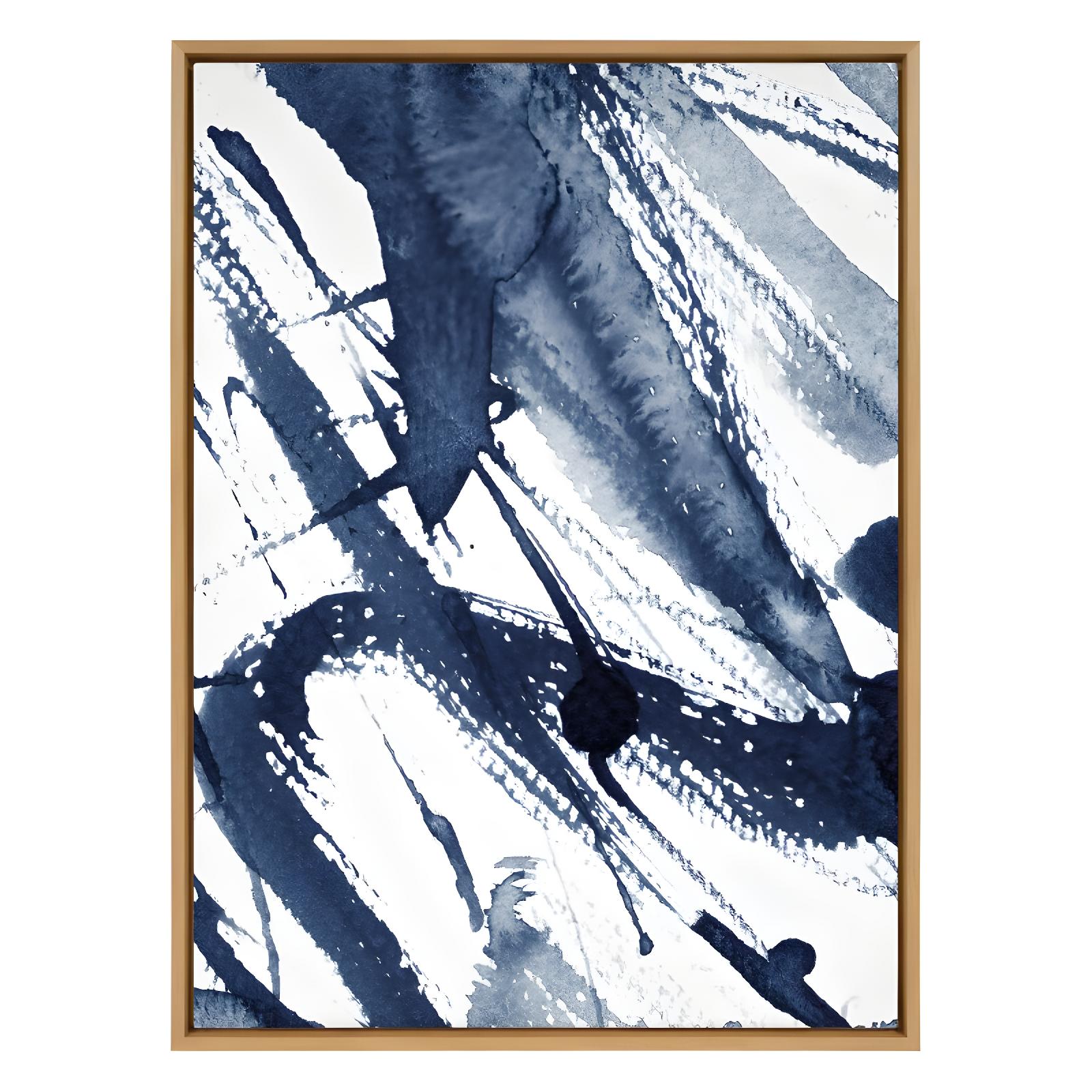 Kate & Laurel All Things Decor 31.5"x41.5" Sylvie Indigo Watercolor Framed Wall Art by Amy Peterson Natural Modern Blue Abstract Wall Art