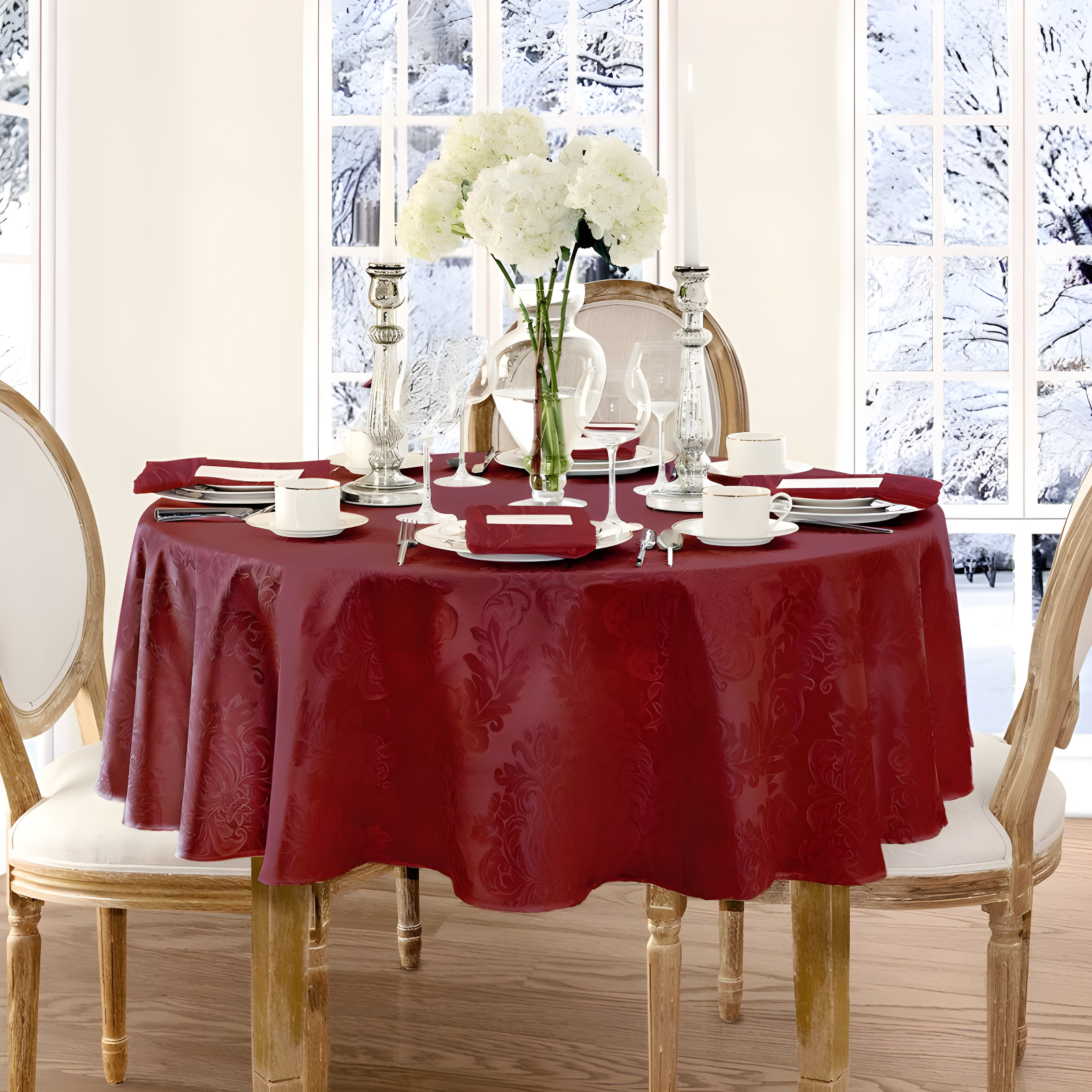 Ophelia & Co. Burchfield Floral Jacquard Round Polyester Tablecloth