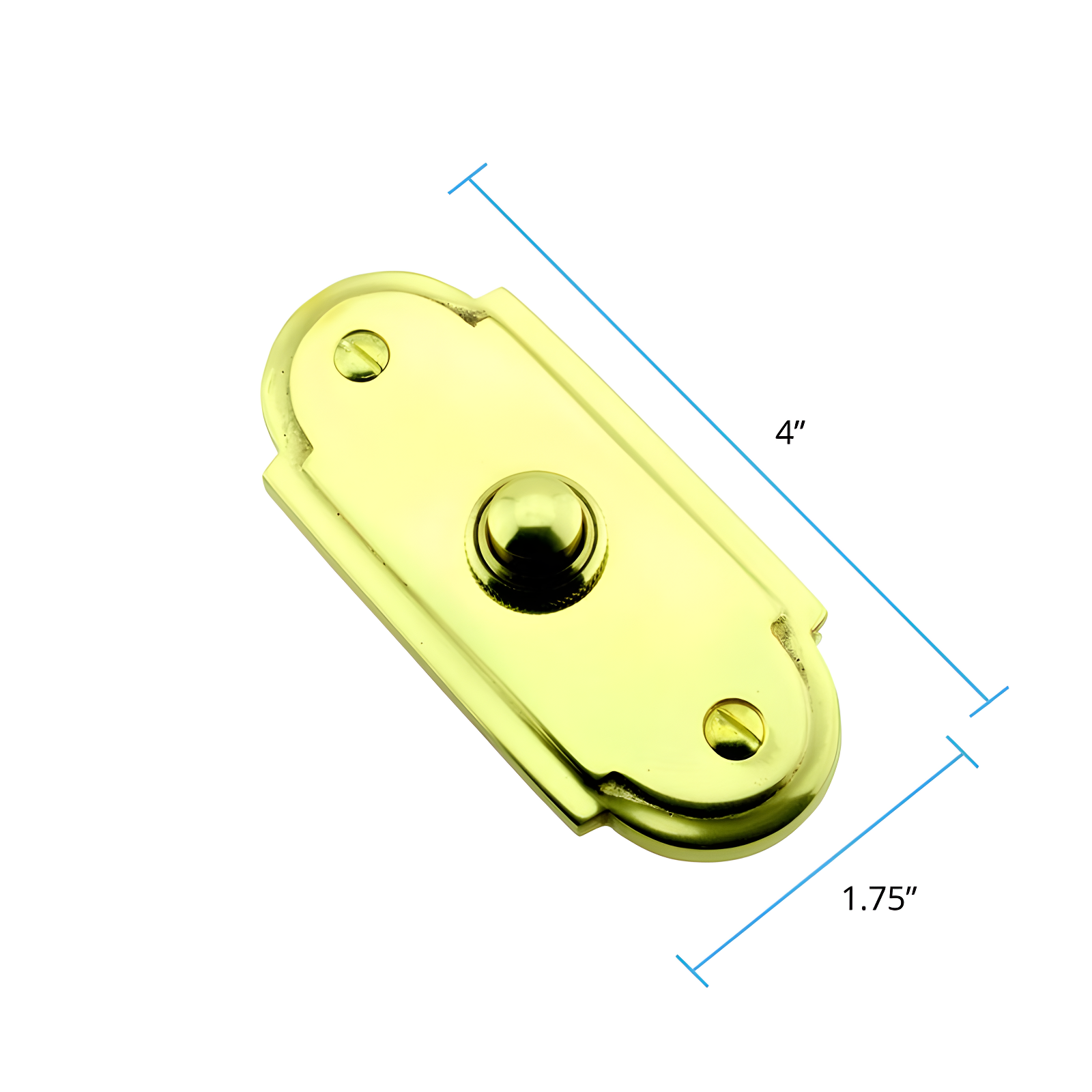 Wired Brass Door Bell Push Button 4" L Lacquered Finish