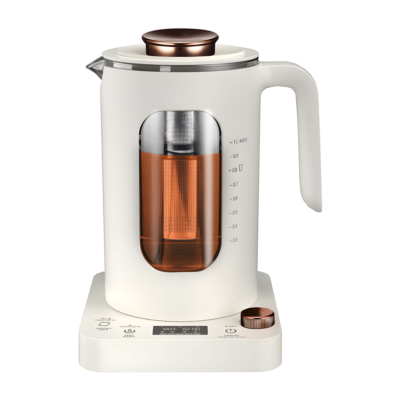 QUALITY FLOORING INC. Electric Tea Kettle, Glass Electric Kettle With Tea Infuser And Precise Knob Temperature Control, 1200W Fast Heating, BPA-Free, Easy To Clean, For Tea And Coffee
