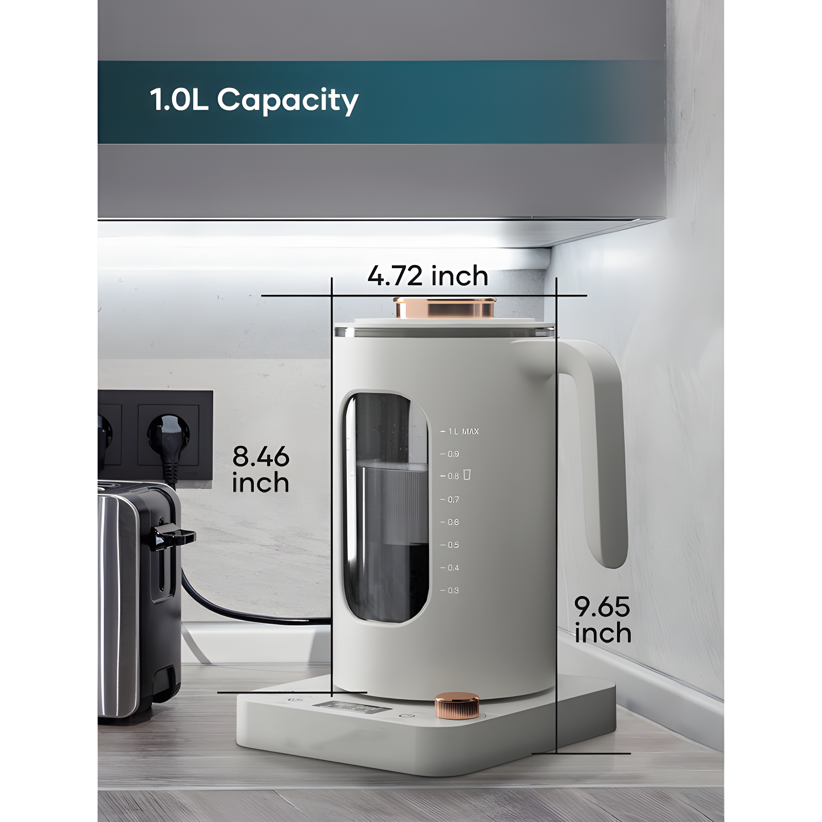 QUALITY FLOORING INC. Electric Tea Kettle, Glass Electric Kettle With Tea Infuser And Precise Knob Temperature Control, 1200W Fast Heating, BPA-Free, Easy To Clean, For Tea And Coffee