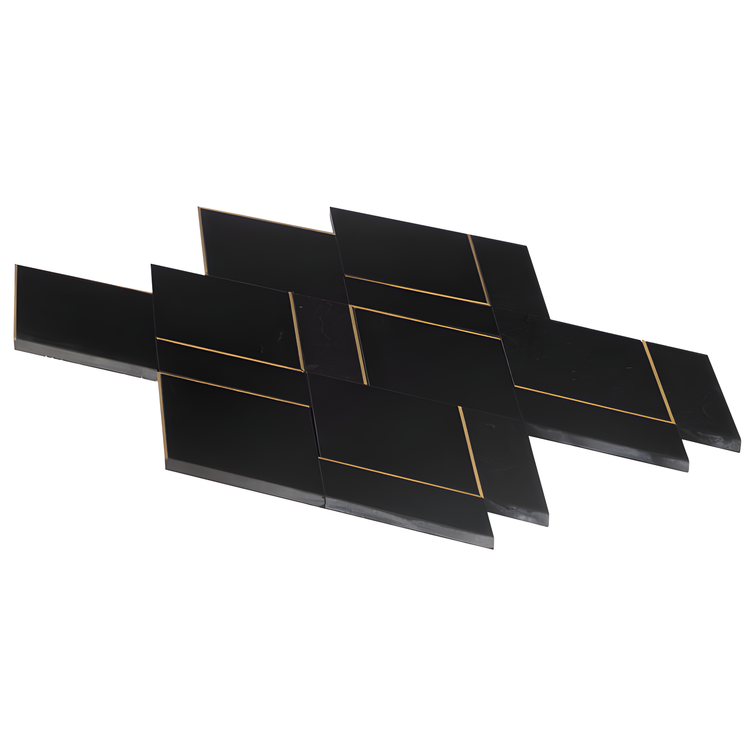 Mehko 11.81 in. x 14.96 in. Polished Marble and Brass Wall Tile