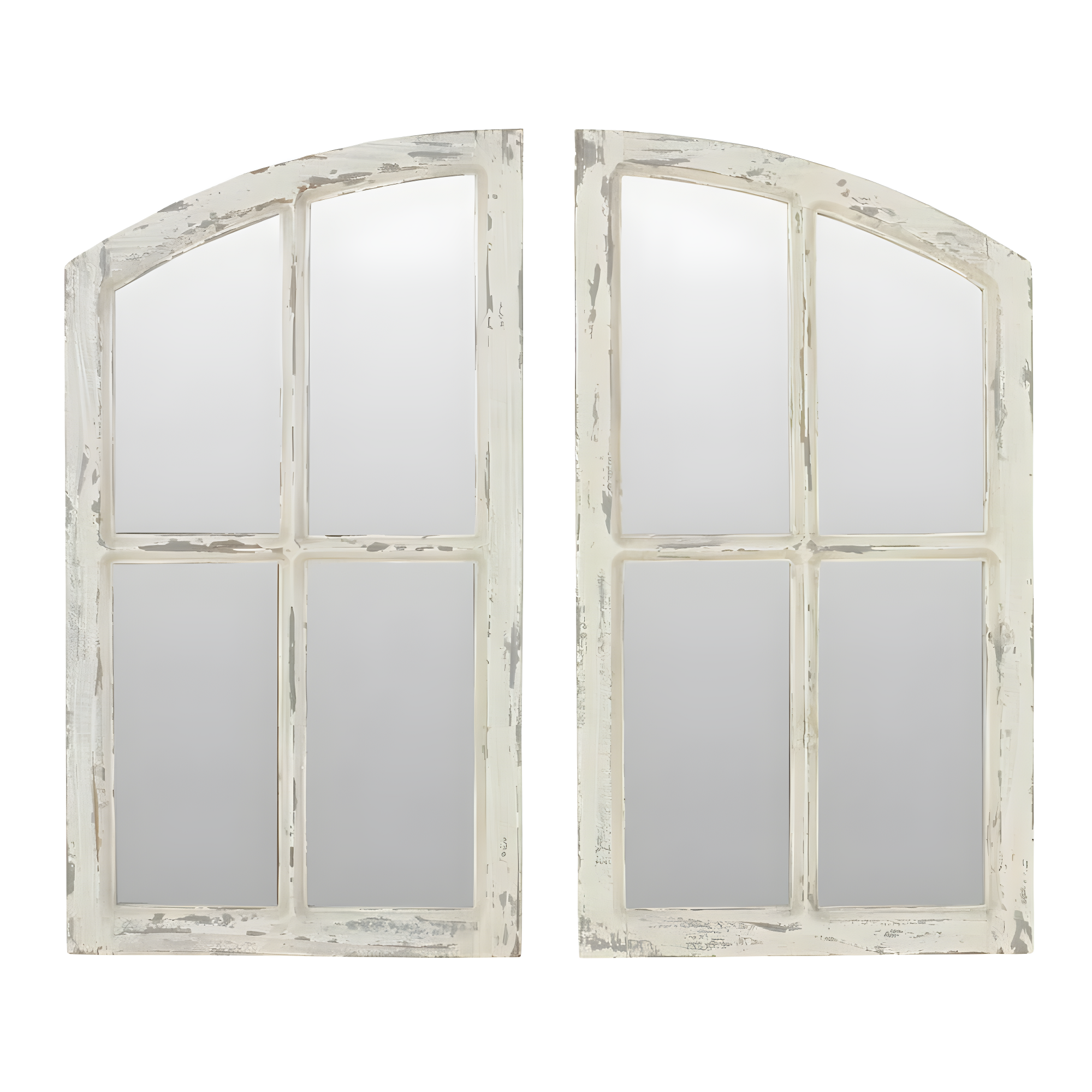 Jolene Arch Window Pane Mirrors Off-White 27" x 15" (Set of 2) by Aspire