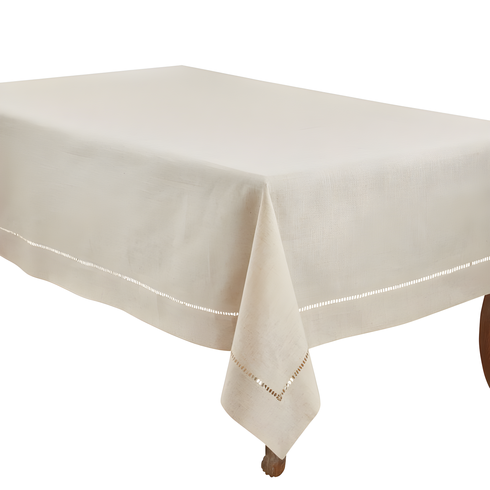 Saro Lifestyle Natural Toscana Tablecloth With Hemstitched Border, Natural, 65" x 104"