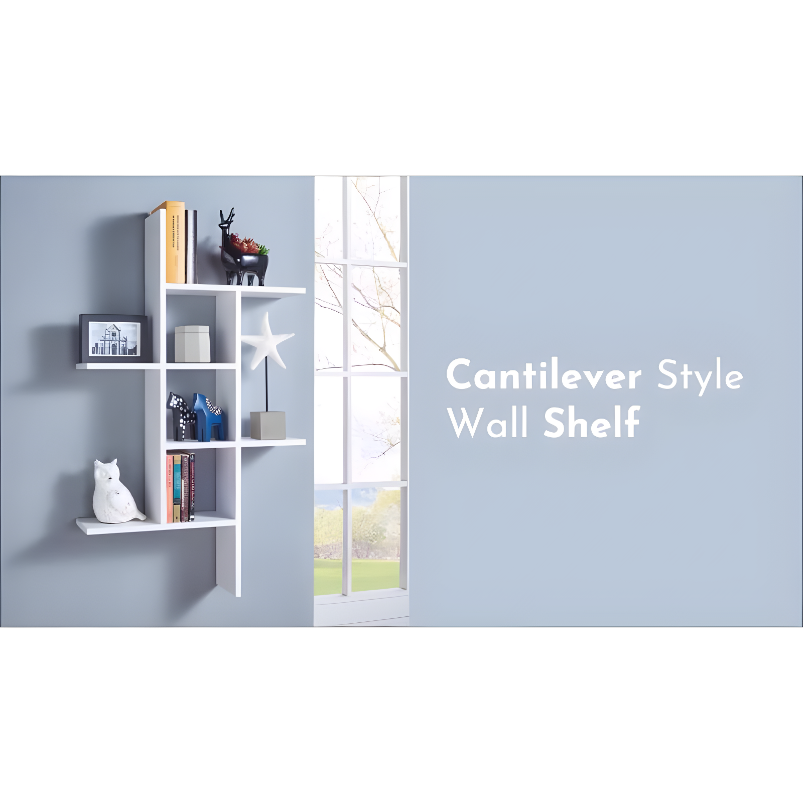 40" x 24" Cantilever Wall Shelf Weathered Oak - Danya B.: Modern Laminated MDF Floating Display