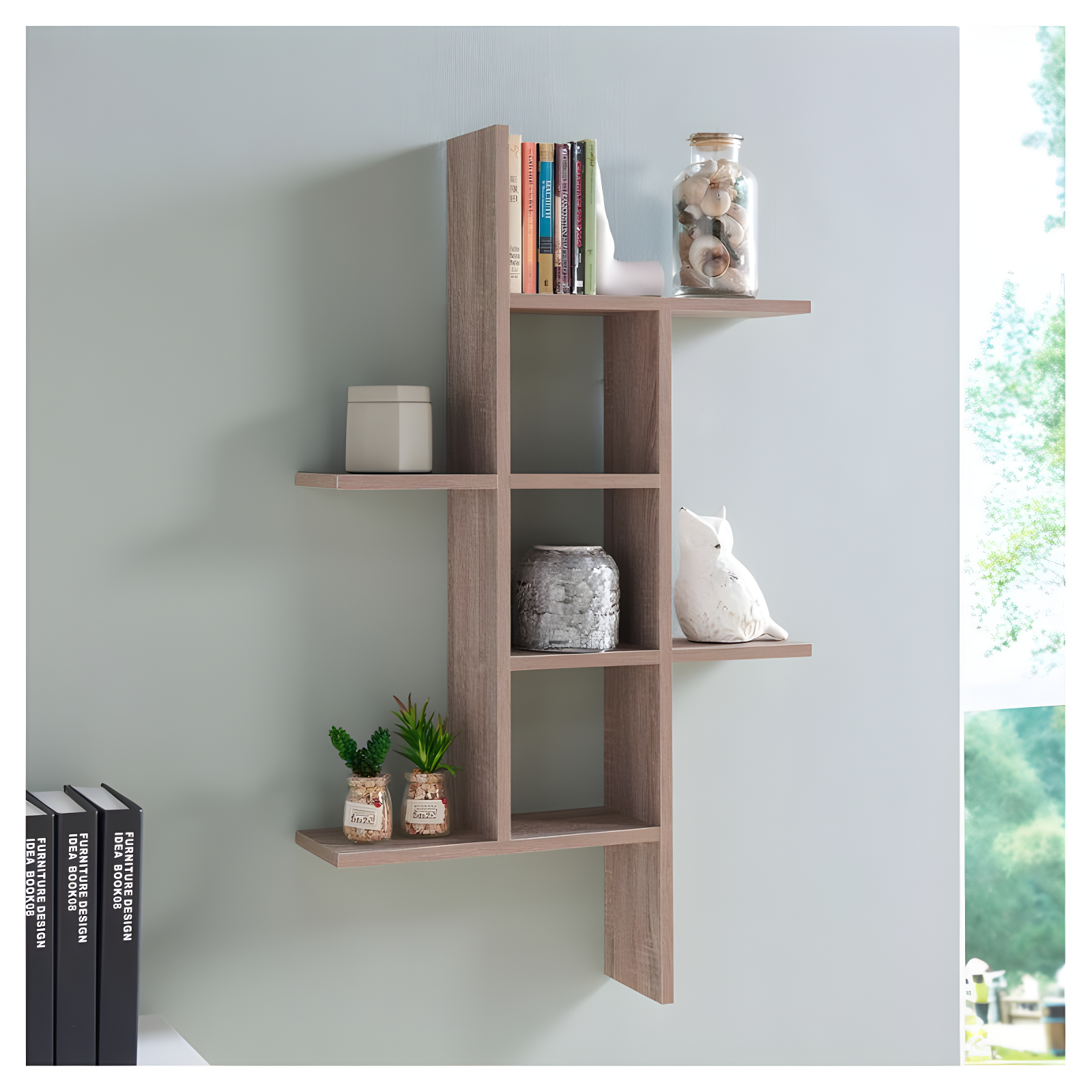 40" x 24" Cantilever Wall Shelf Weathered Oak - Danya B.: Modern Laminated MDF Floating Display