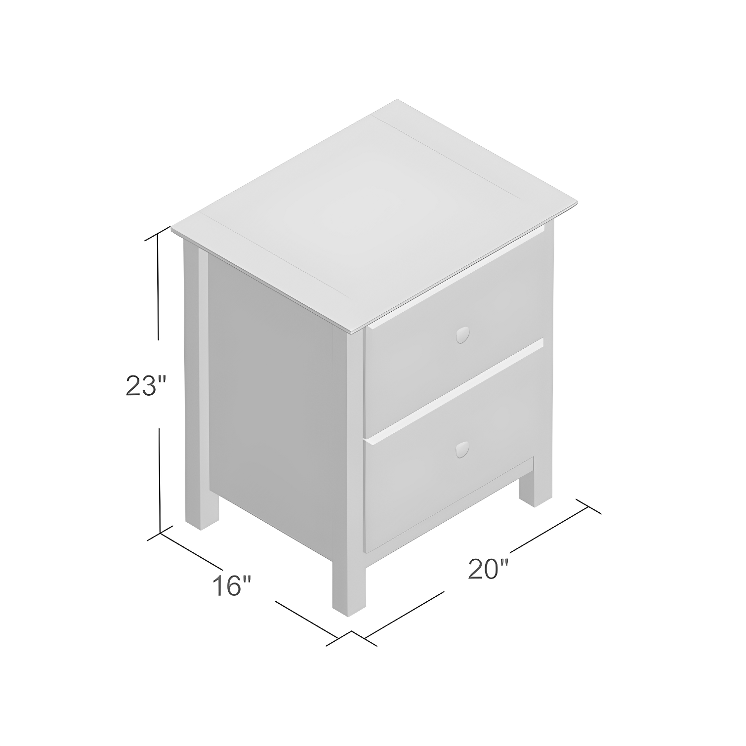 Shaker 2 - Drawer Solid Wood Nightstand