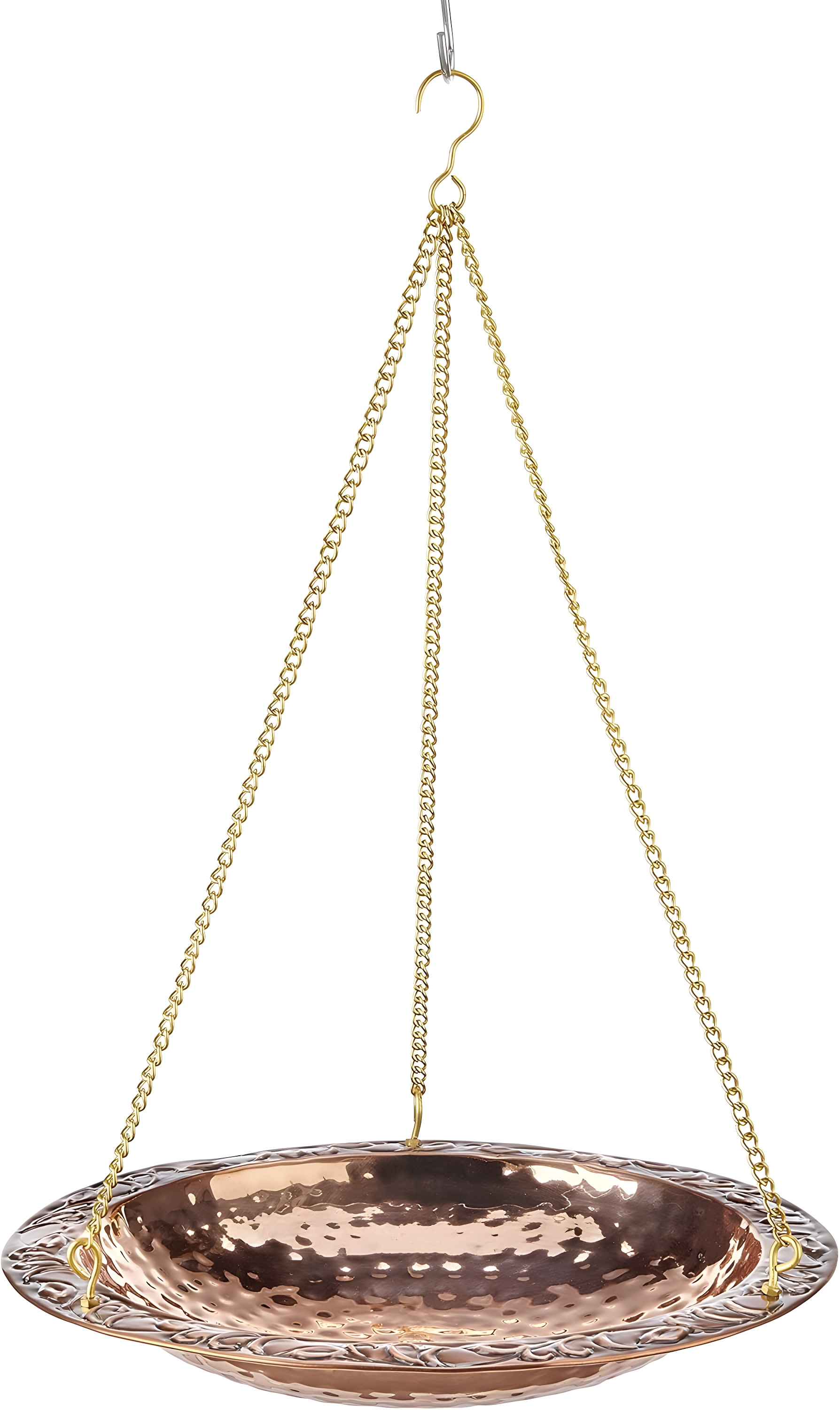 Good Directions Pure Copper Hanging Bird Bath, 13.5” Diameter, Features a Brass Chain, Bird Feeder