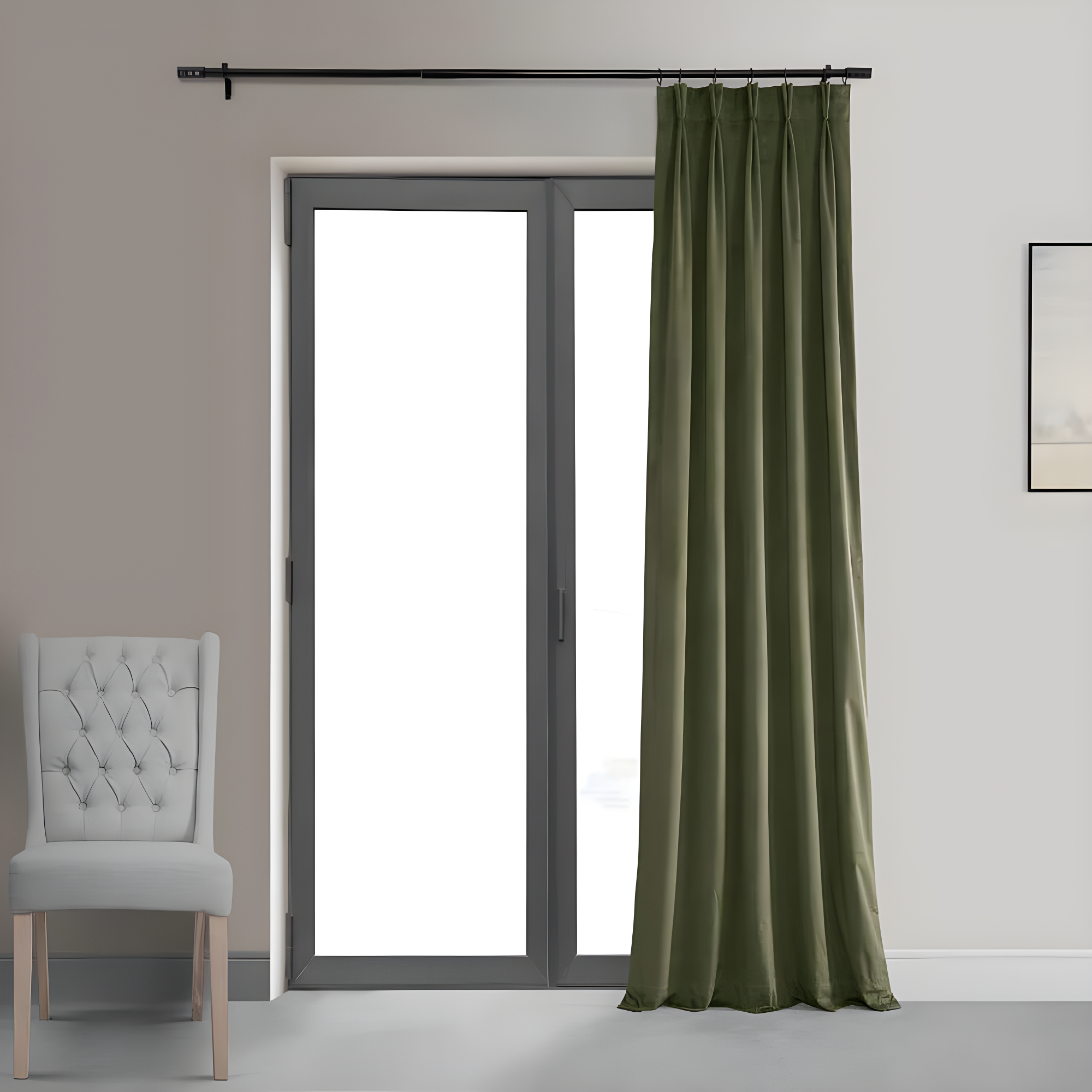 Hunter Green Velvet Blackout Pleated Curtain Panel 25" x 84"