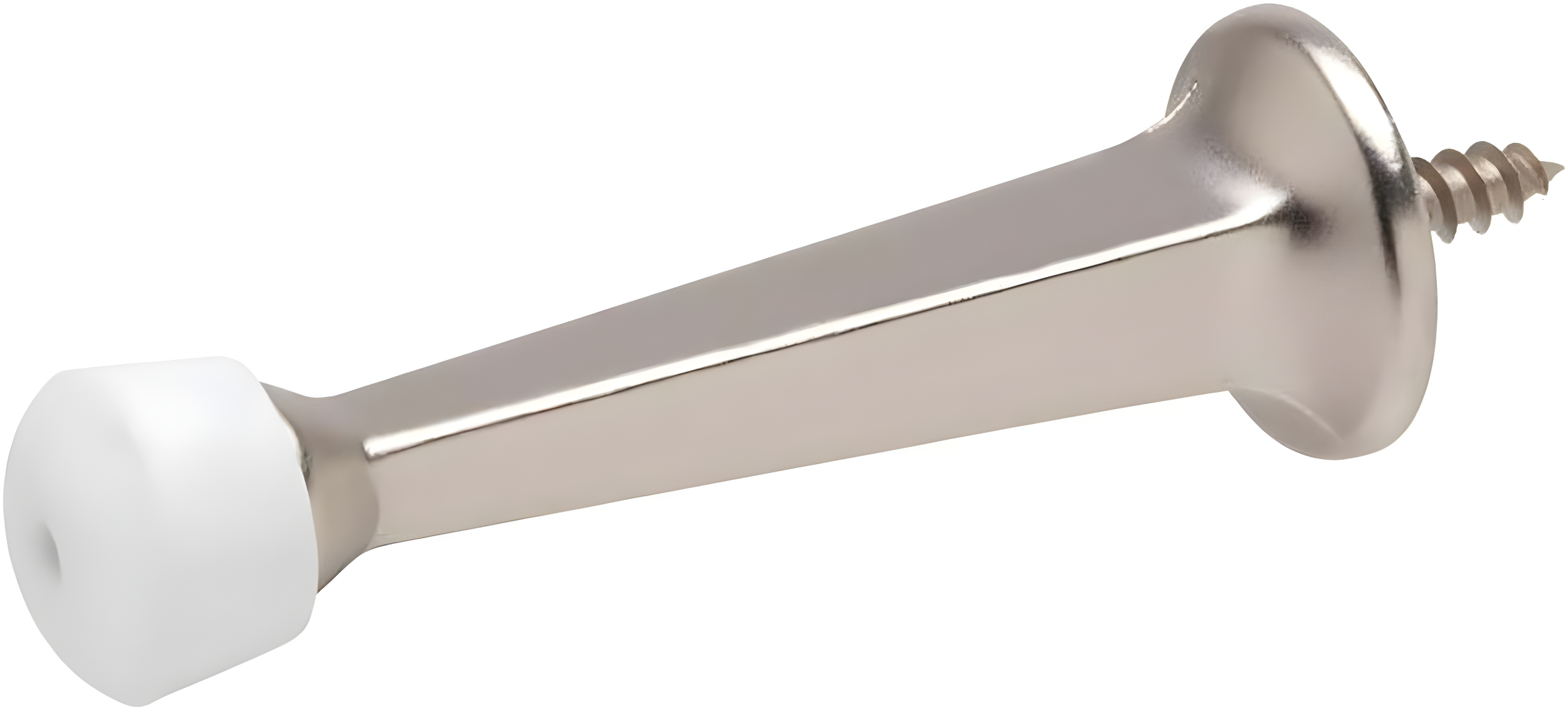 Satin Nickel Metal Rigid Door Stop with White Tip