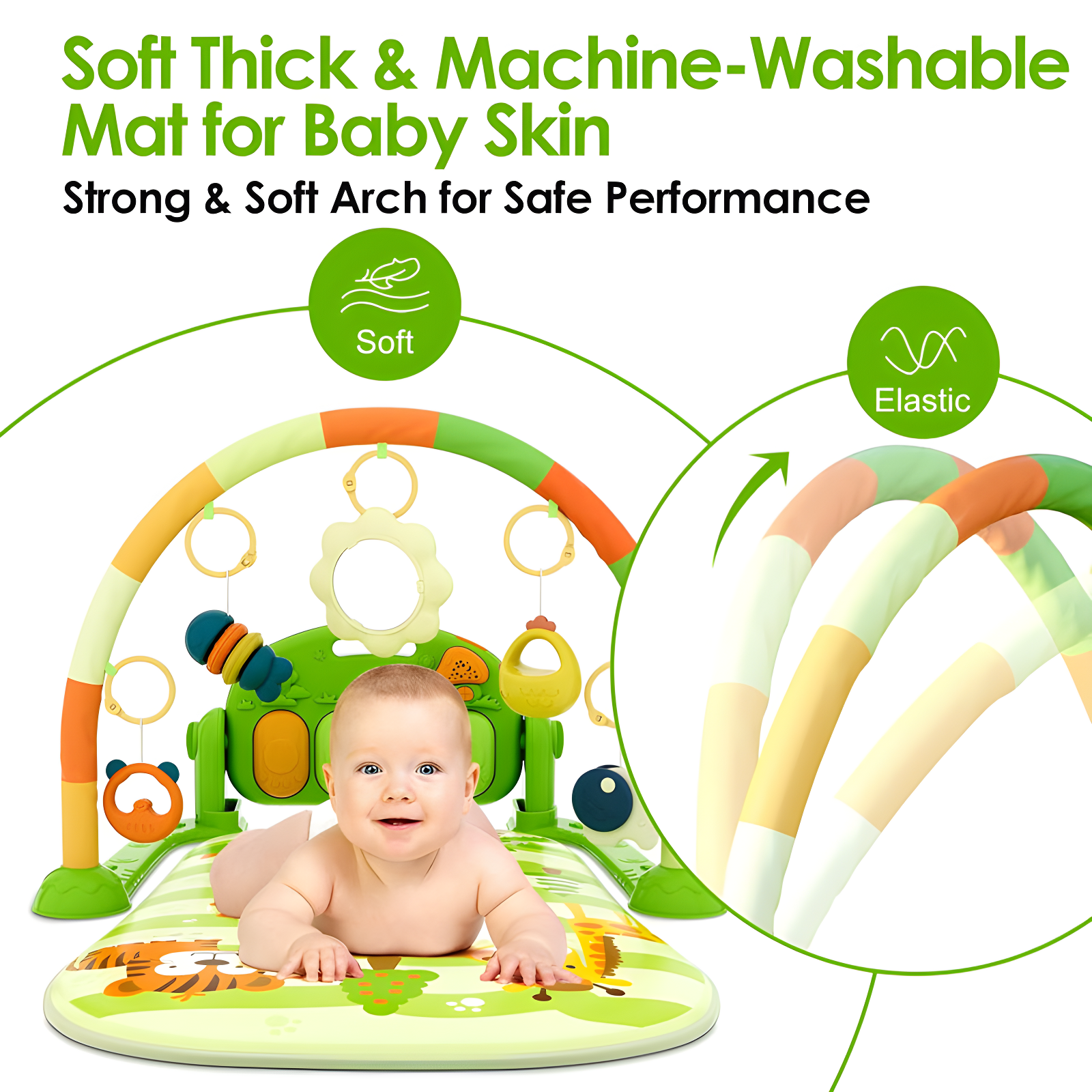 dearlomum Baby Play Mat Baby Gym,Funny Play Piano Tummy Time Baby Activity Mat With 5 Infant Sensory Baby Toys | Wayfair