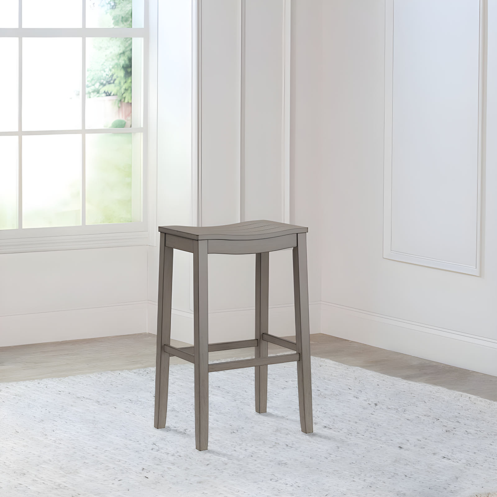 Fiddler Backless 30" NonSwivel Barstool Aged Gray: Coastal Charm, Wood Legs - Hillsdale Furniture