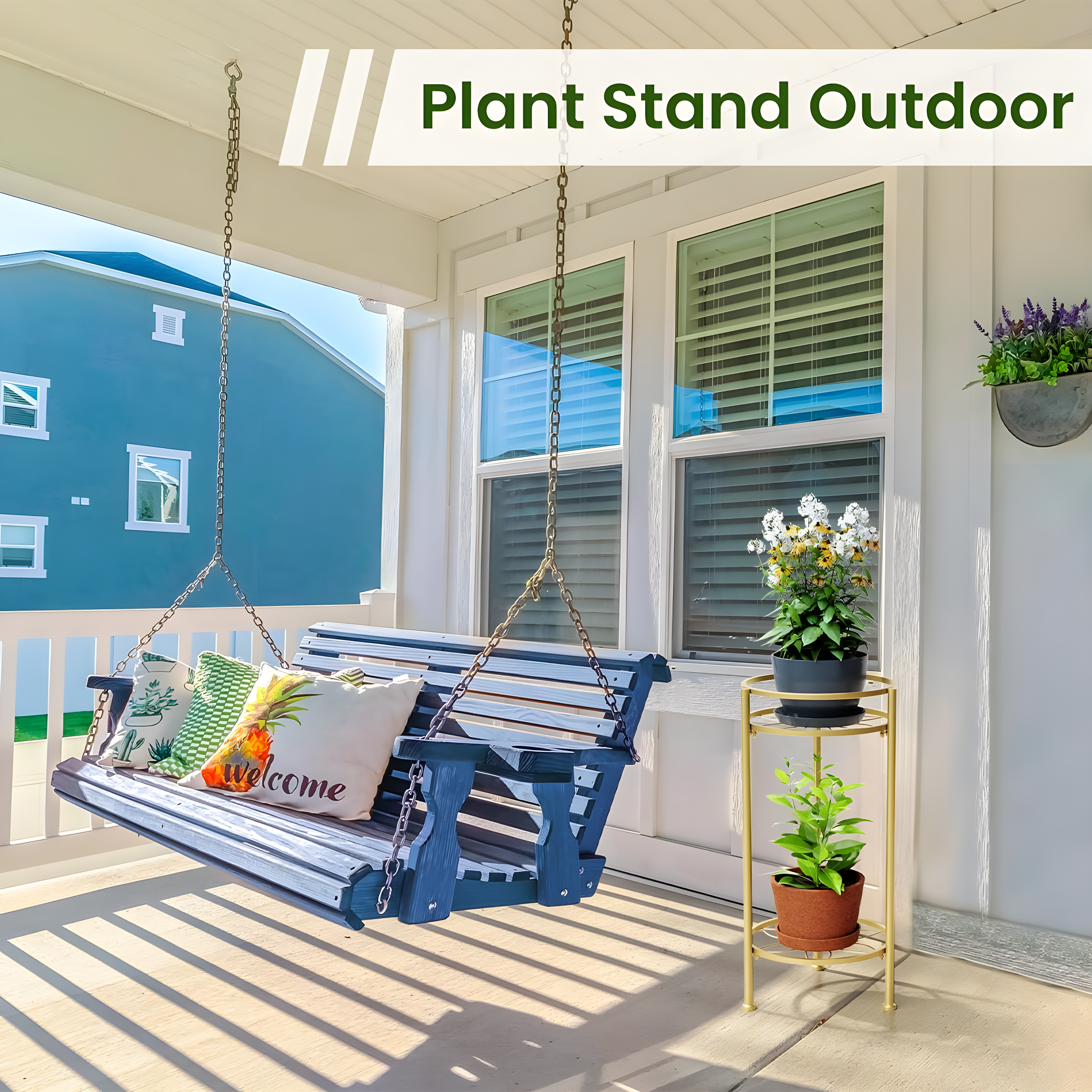 H HOMEXIN Plant Stand Indoor, 2 Tier Metal Tall Plant Stands 23.4" Multiple Plant Rack Holder, Heavy Duty Rustproof Flower Shelf Display for Apartment Corner Home Garden Patio