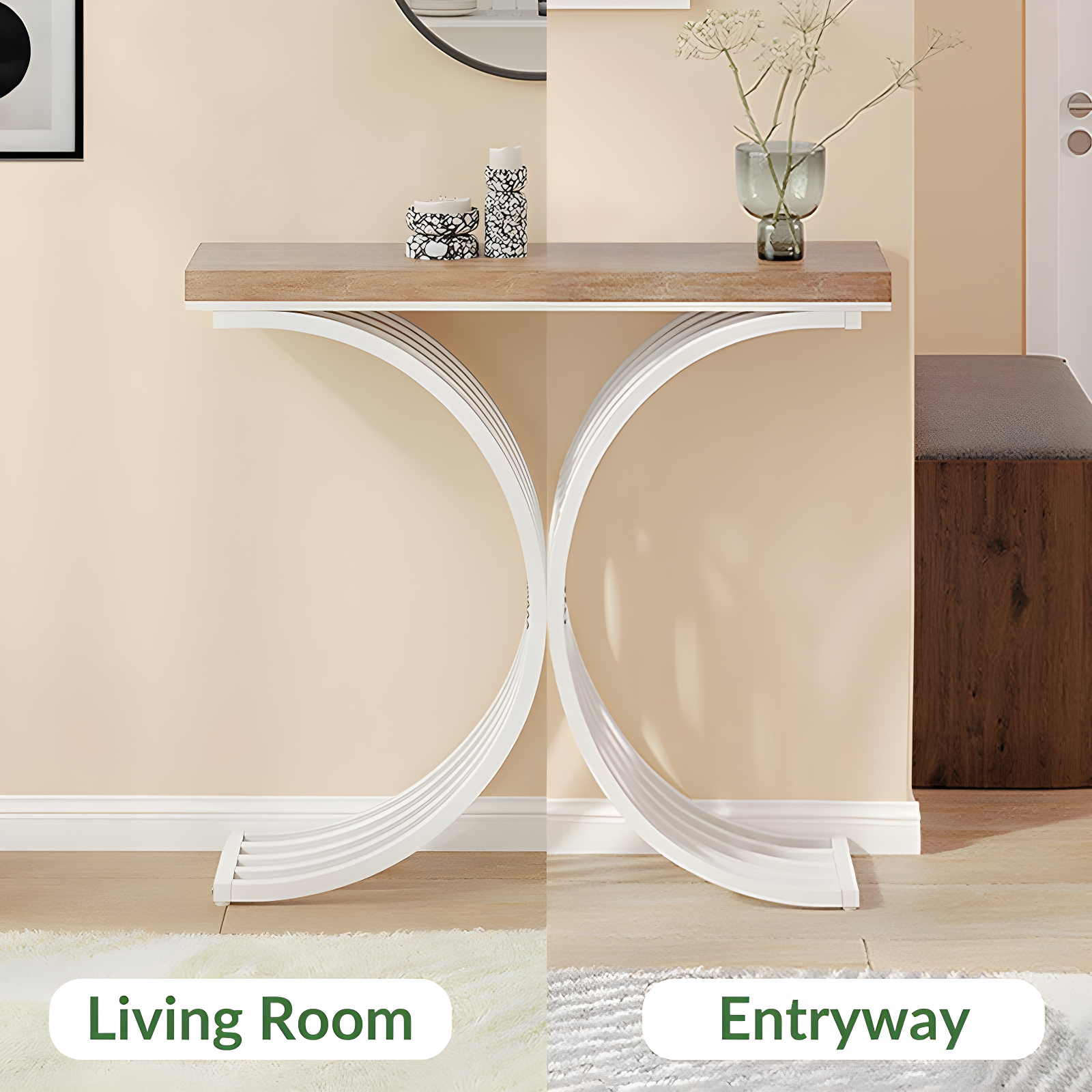 Console Table - Entryway Table for Living Room, Modern Sofa Accent Table with White Faux Marble Top