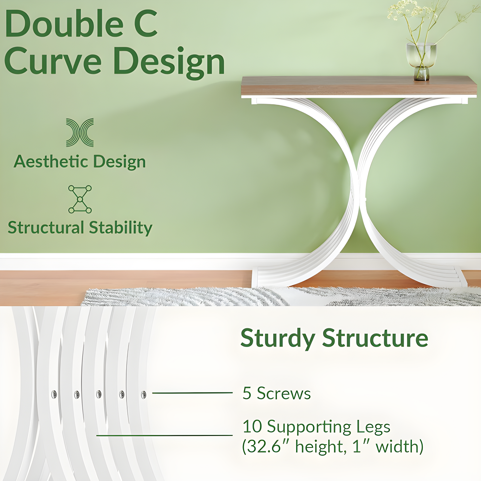 Console Table - Entryway Table for Living Room, Modern Sofa Accent Table with White Faux Marble Top