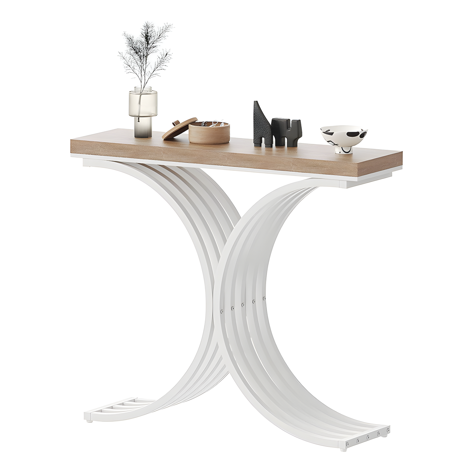 Console Table - Entryway Table for Living Room, Modern Sofa Accent Table with White Faux Marble Top