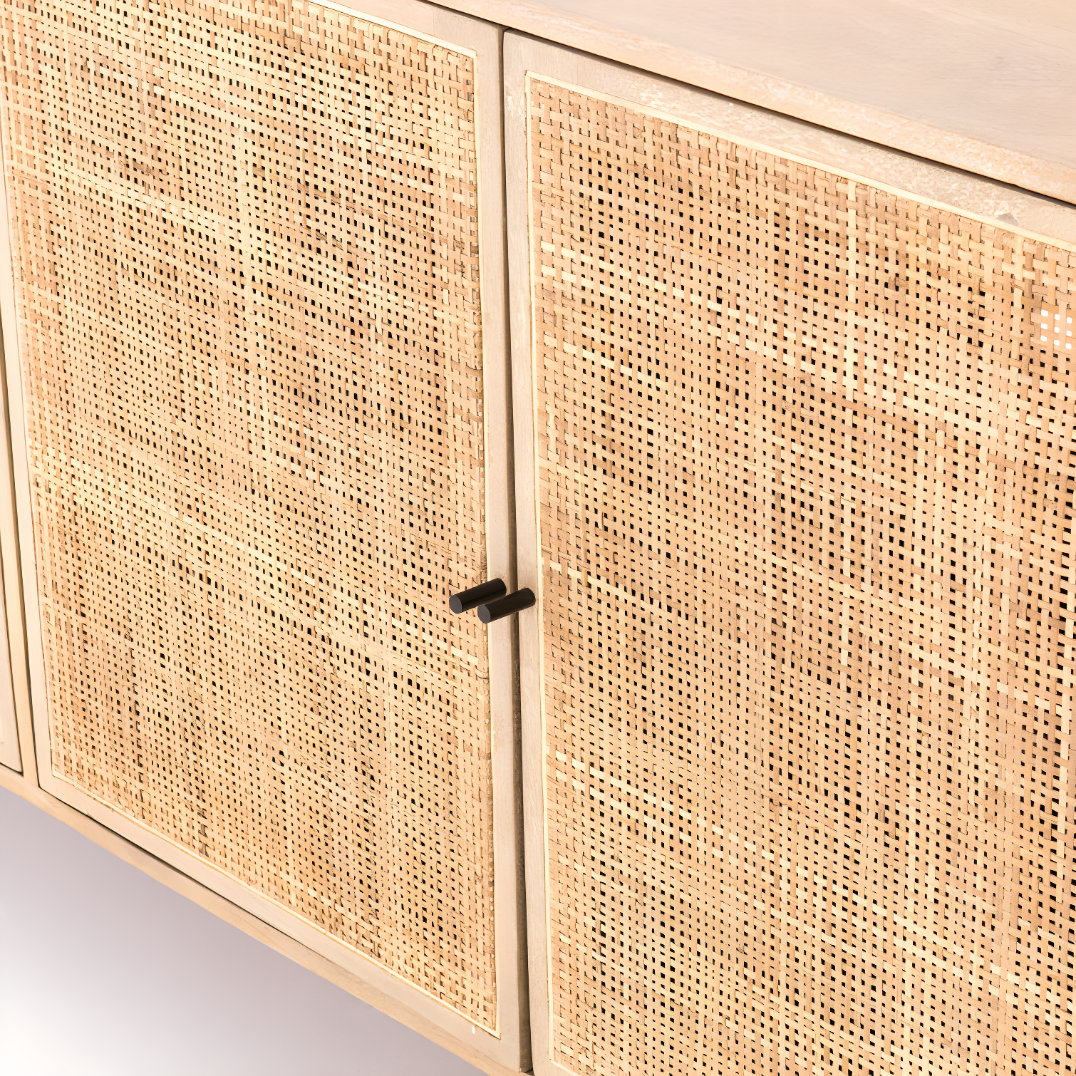 Carmel 72'' Natural Mango and Cane Sideboard with Gunmetal Legs