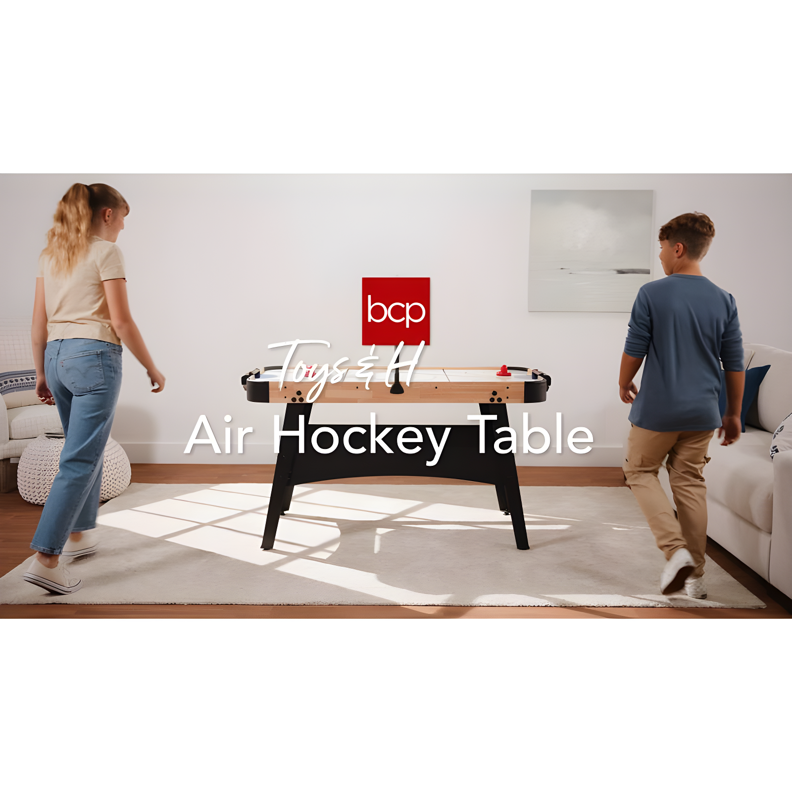Best Choice Products 54in Air Hockey Game Table w/ LED Lights, Scoreboard, Powerful Motor - Walnut