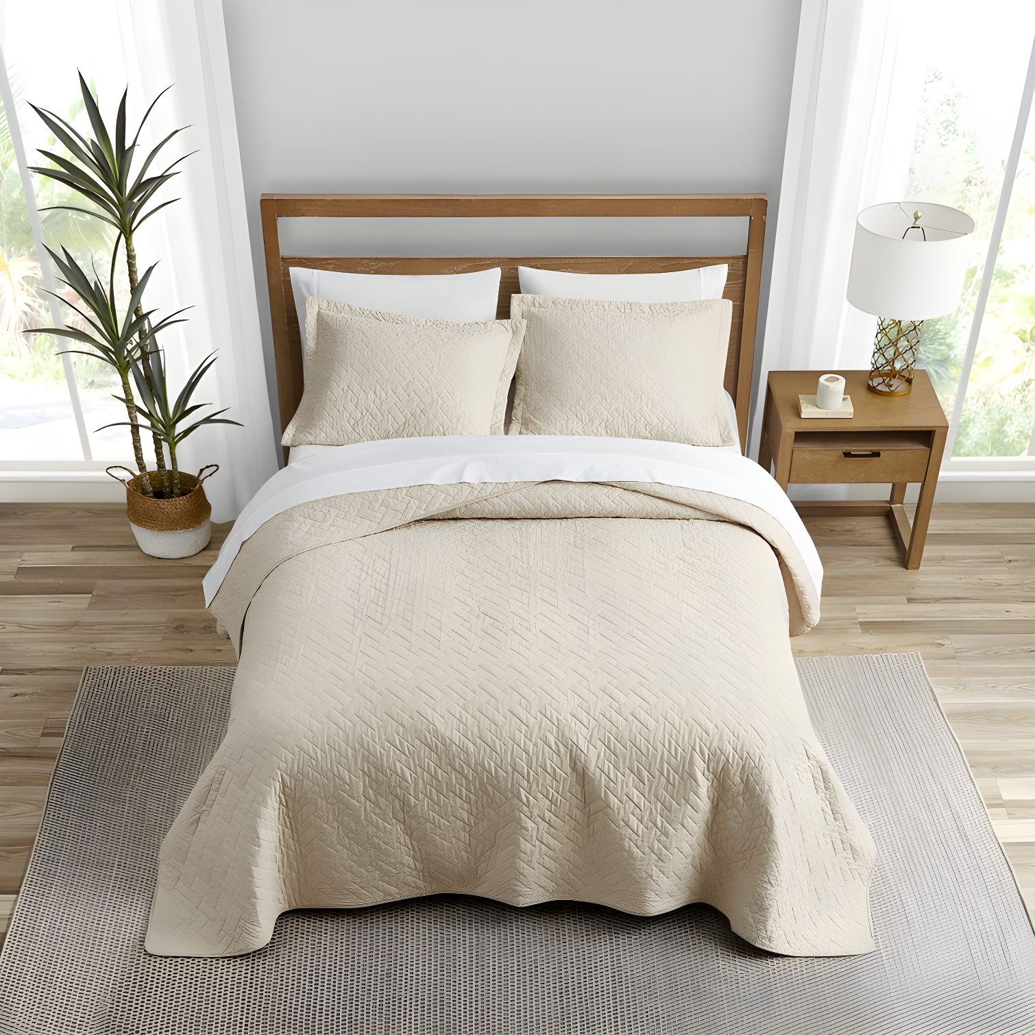 Tommy Bahama Raffia Solid Cotton Reversible Quilt Set