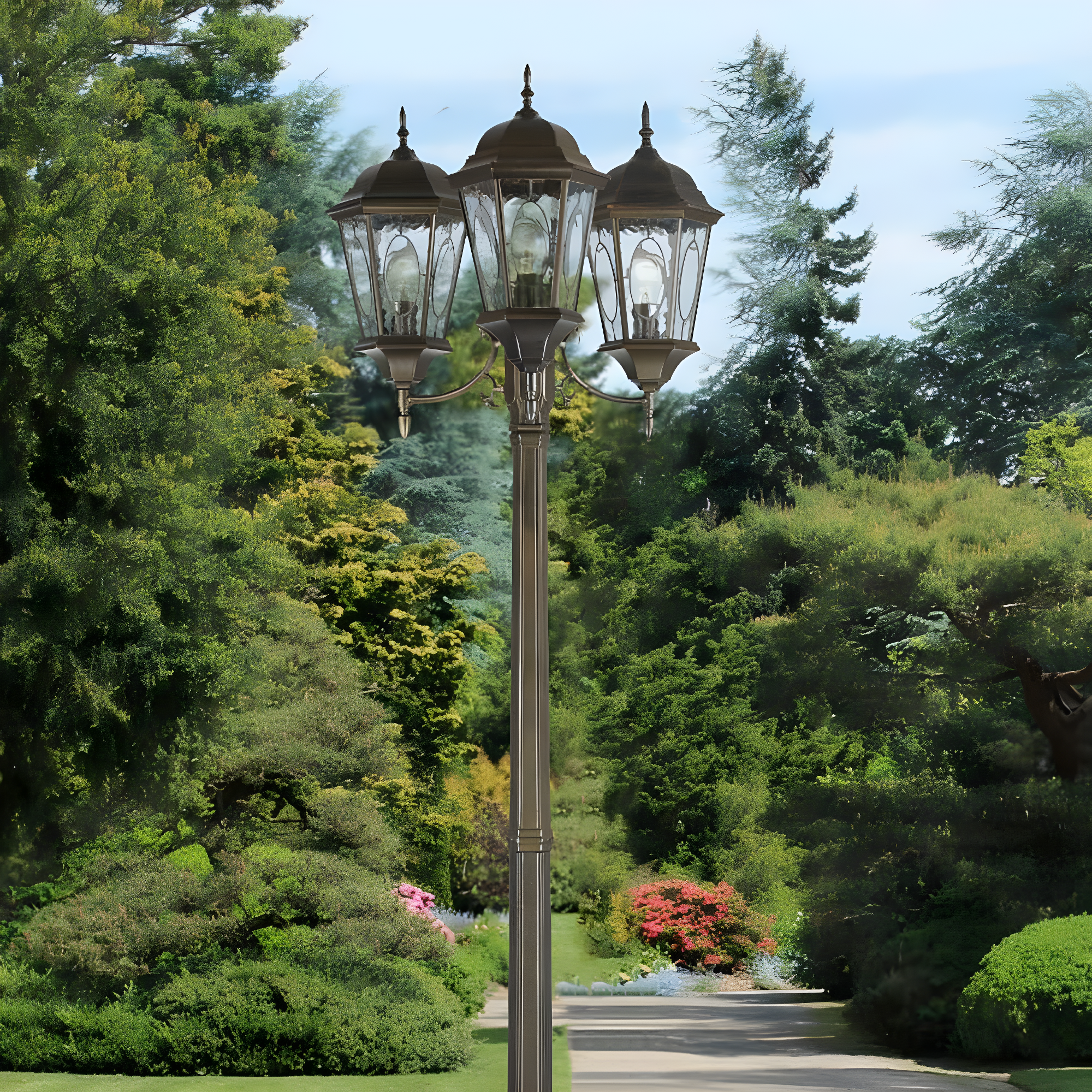 Trans Globe Lighting 4719 Three Light Up Lighting Outdoor Post Light From The Outdoor