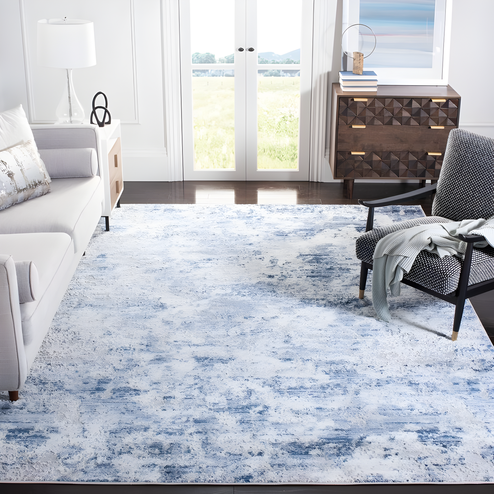Amelia ALA705 Power Loomed Area Rug - Navy/Grey - 6'7"x6'7" - Safavieh.