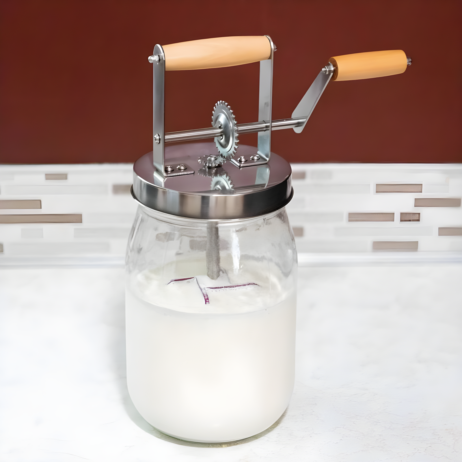 Lehman's Dazey Butter Churn, Vintage Style Non-Electric Hand Crank, Makes up to 8 oz in 10 to 15 Minutes, 11 inches high