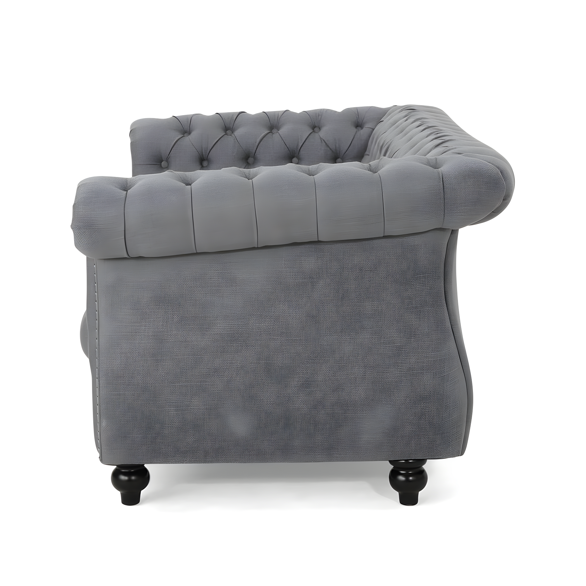 Noble House Aaniya Velvet Chesterfield Loveseat Sofa, Dark Gray