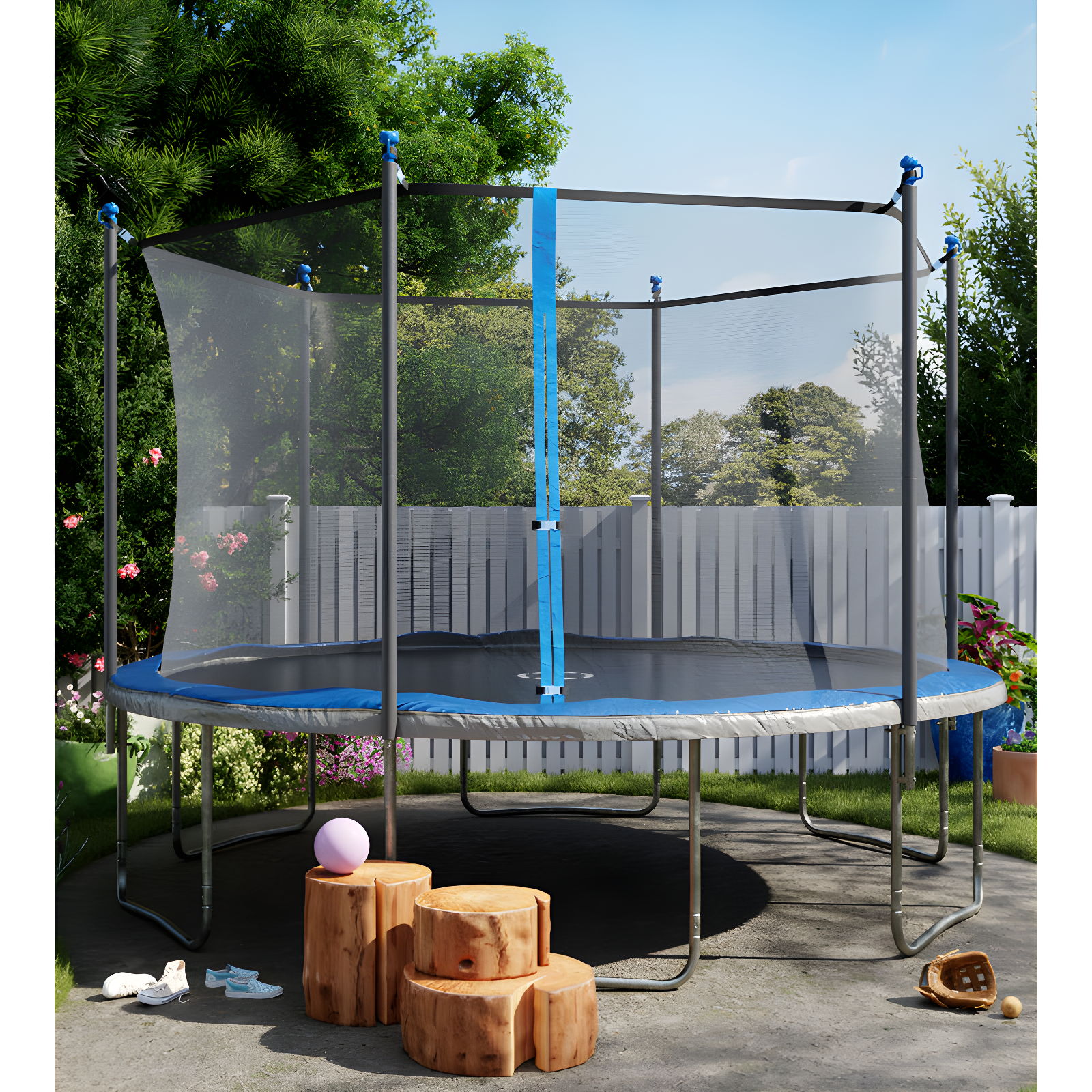 Sportspower TruJump 14' Round Trampoline with Safety Enclosure & with Lifetime Warranty on Jump Mat
