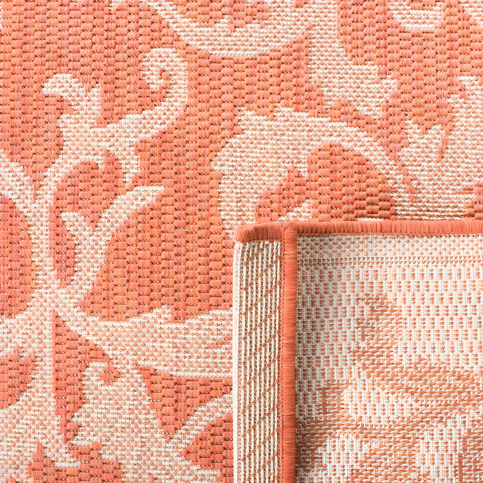 Courtyard CY2653 Power Loomed Indoor and Outdoor Area Rug - Terracotta/Natural - 6'7"x6'7" - Safavieh