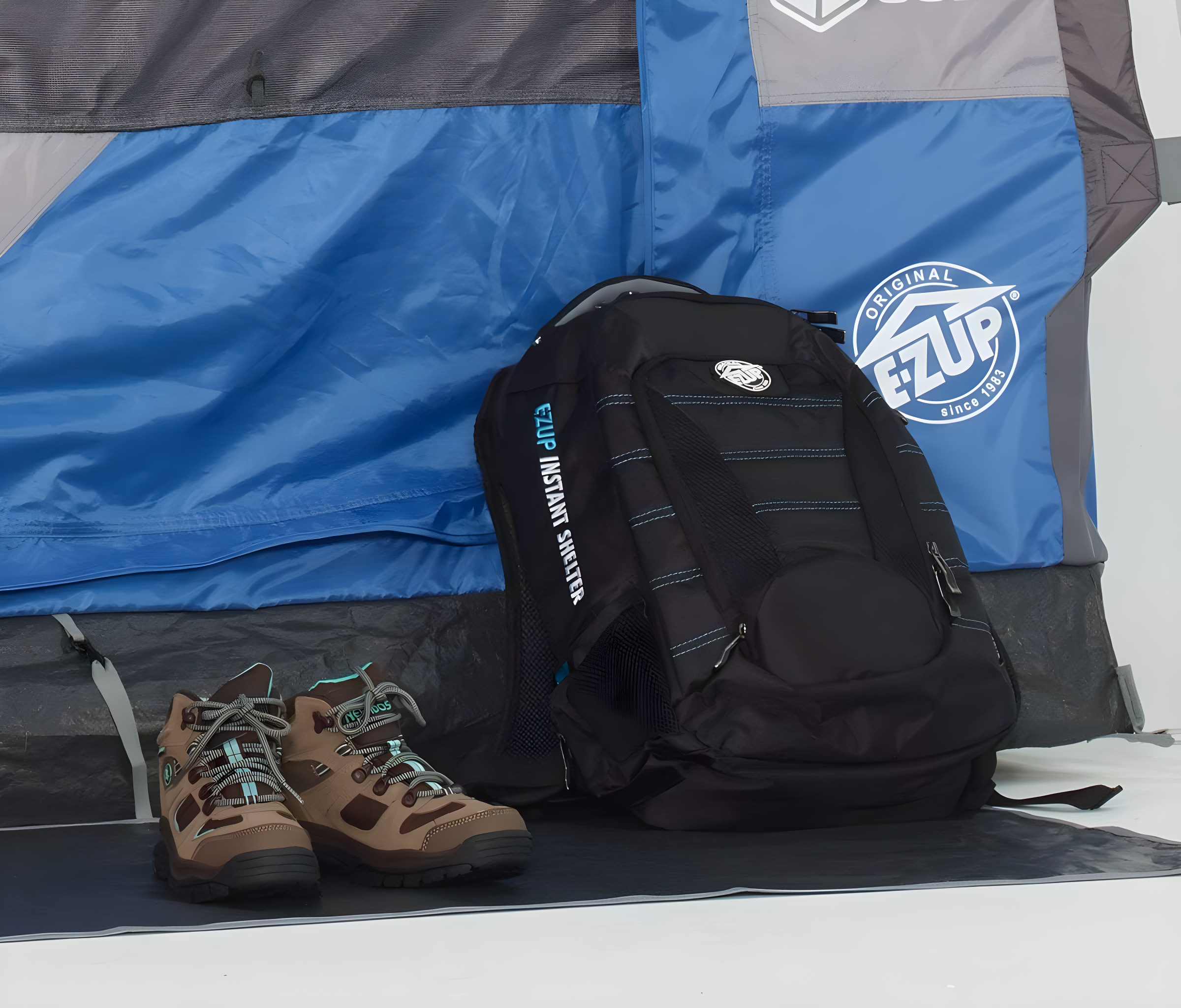 E-Z UP 10' x 10' Gray and Blue Camping Cube Tent