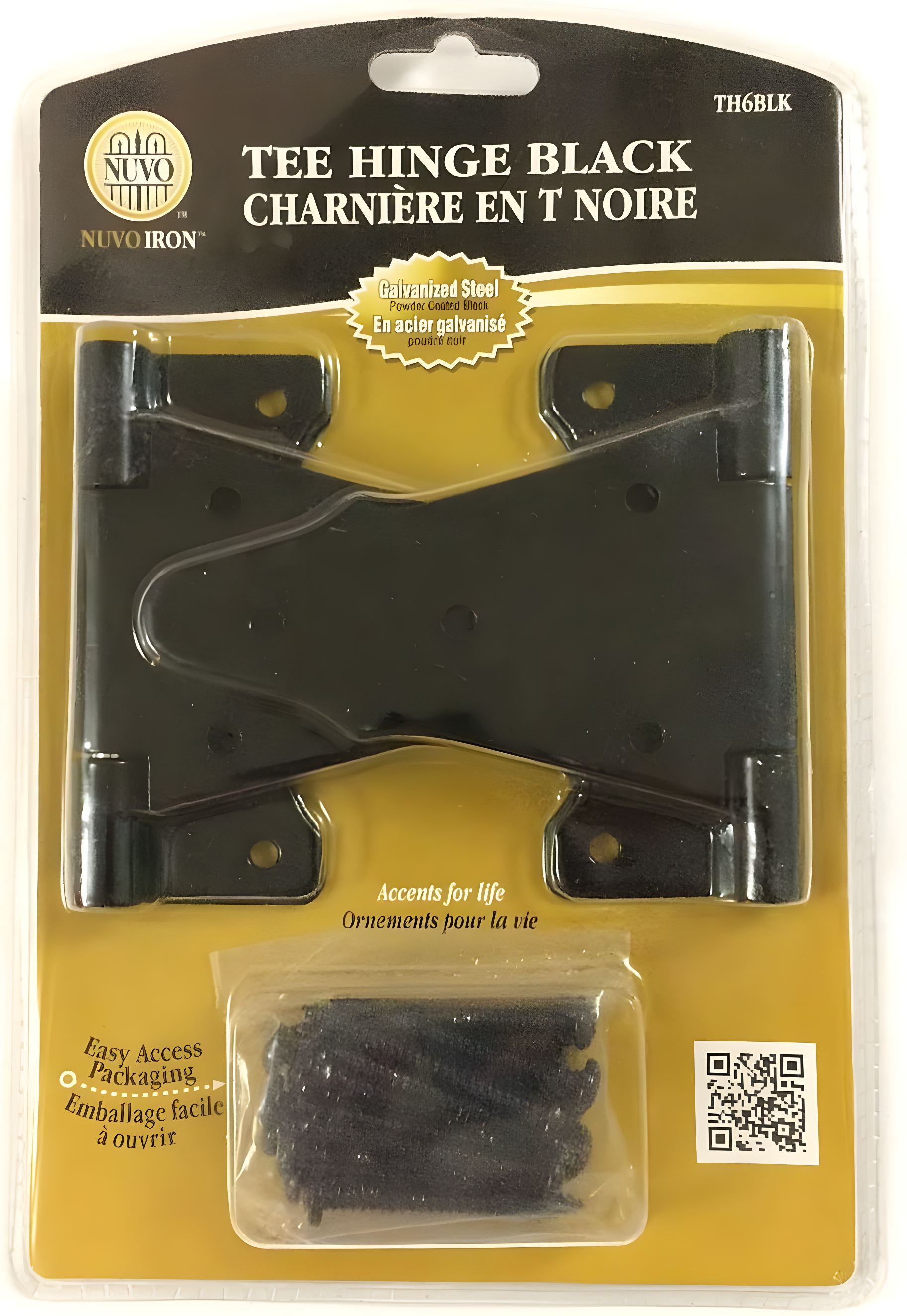 6 in. x 6 in. Black Galvanized Steel Tee Hinge (2-Pack)