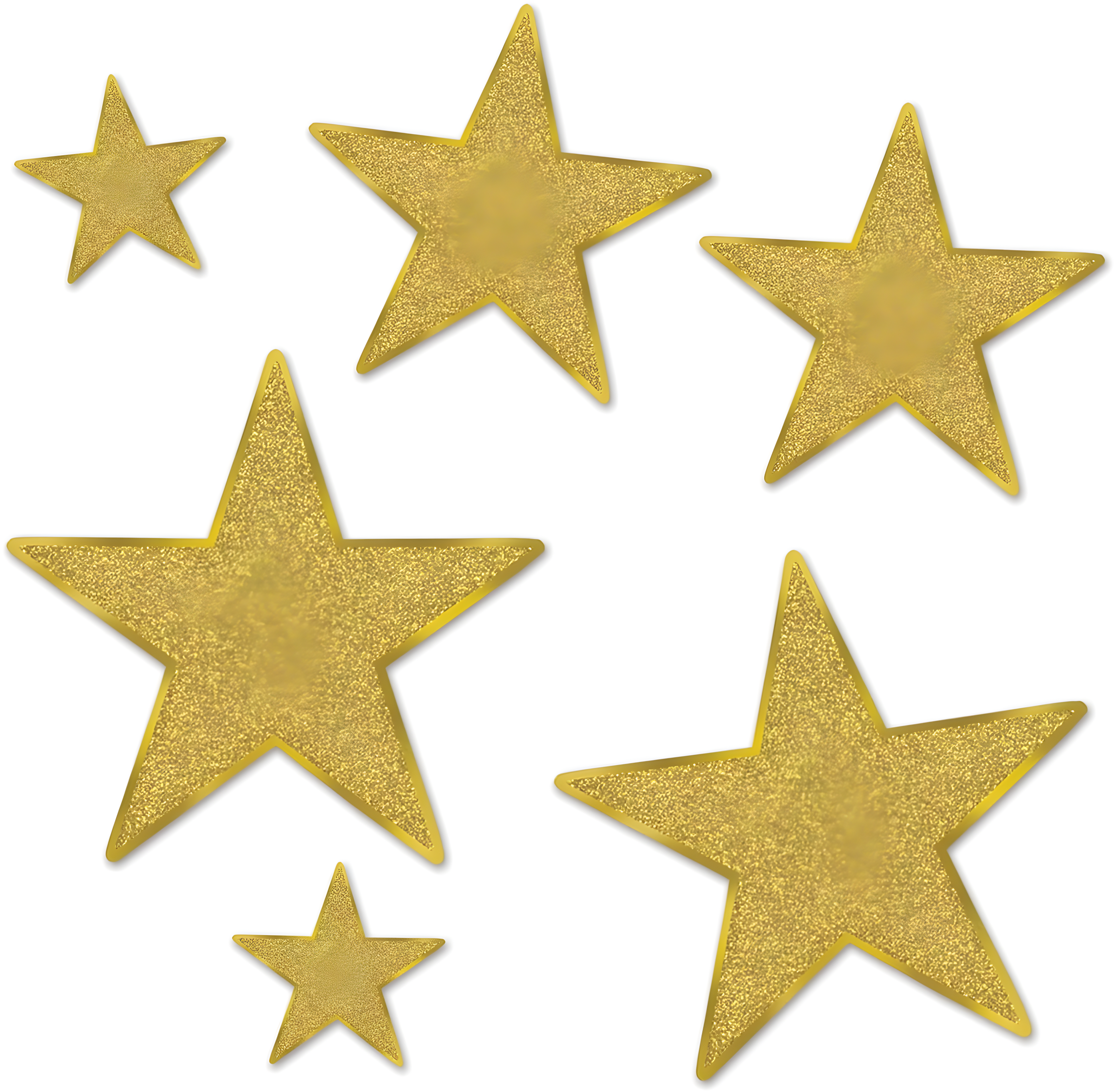 Beistle Glittered Foil Star Cutouts, Asstd, (6/Pkg) Gold