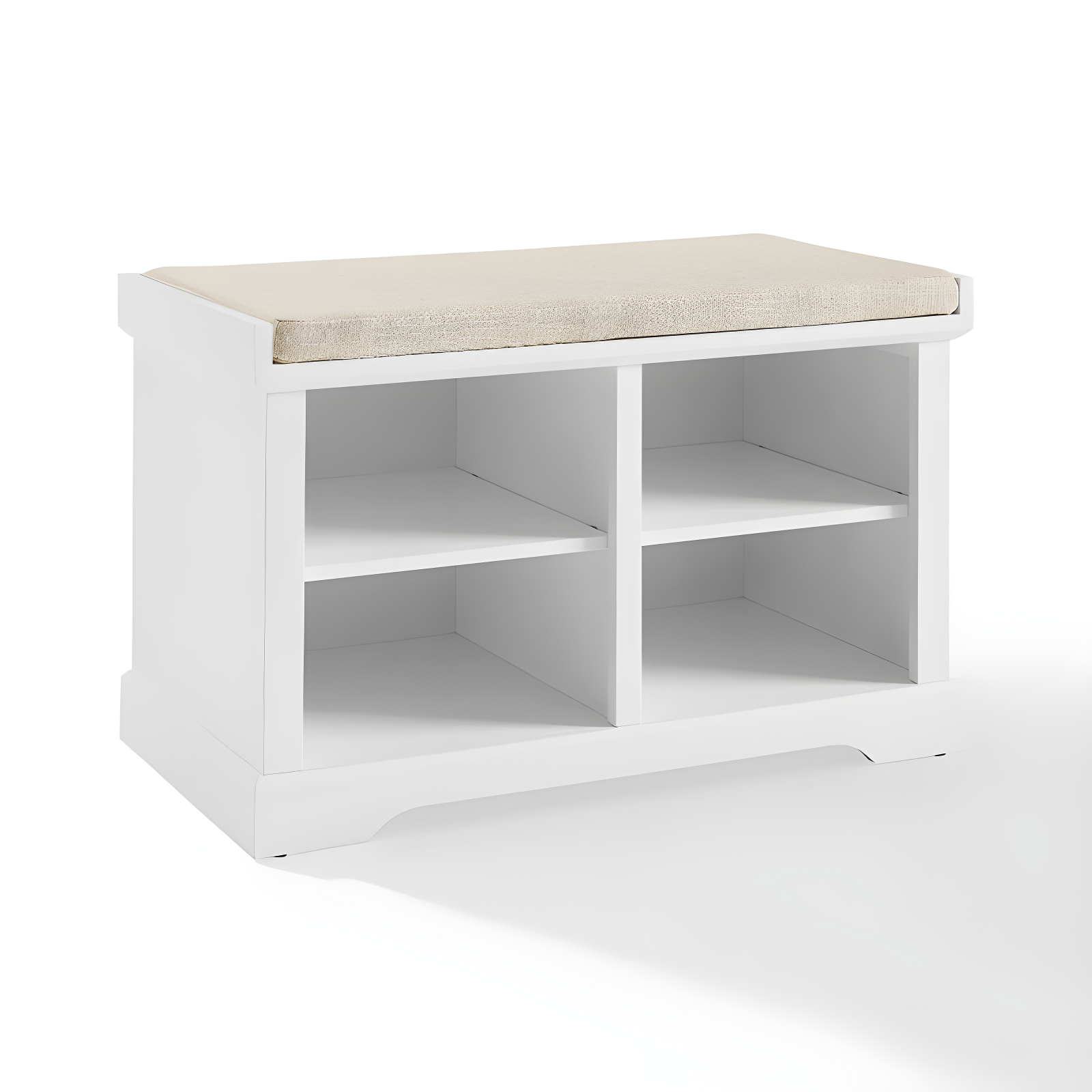 Anderson Storage Bench White - Crosley: Cushioned, Linen Upholstered, Farmhouse Style