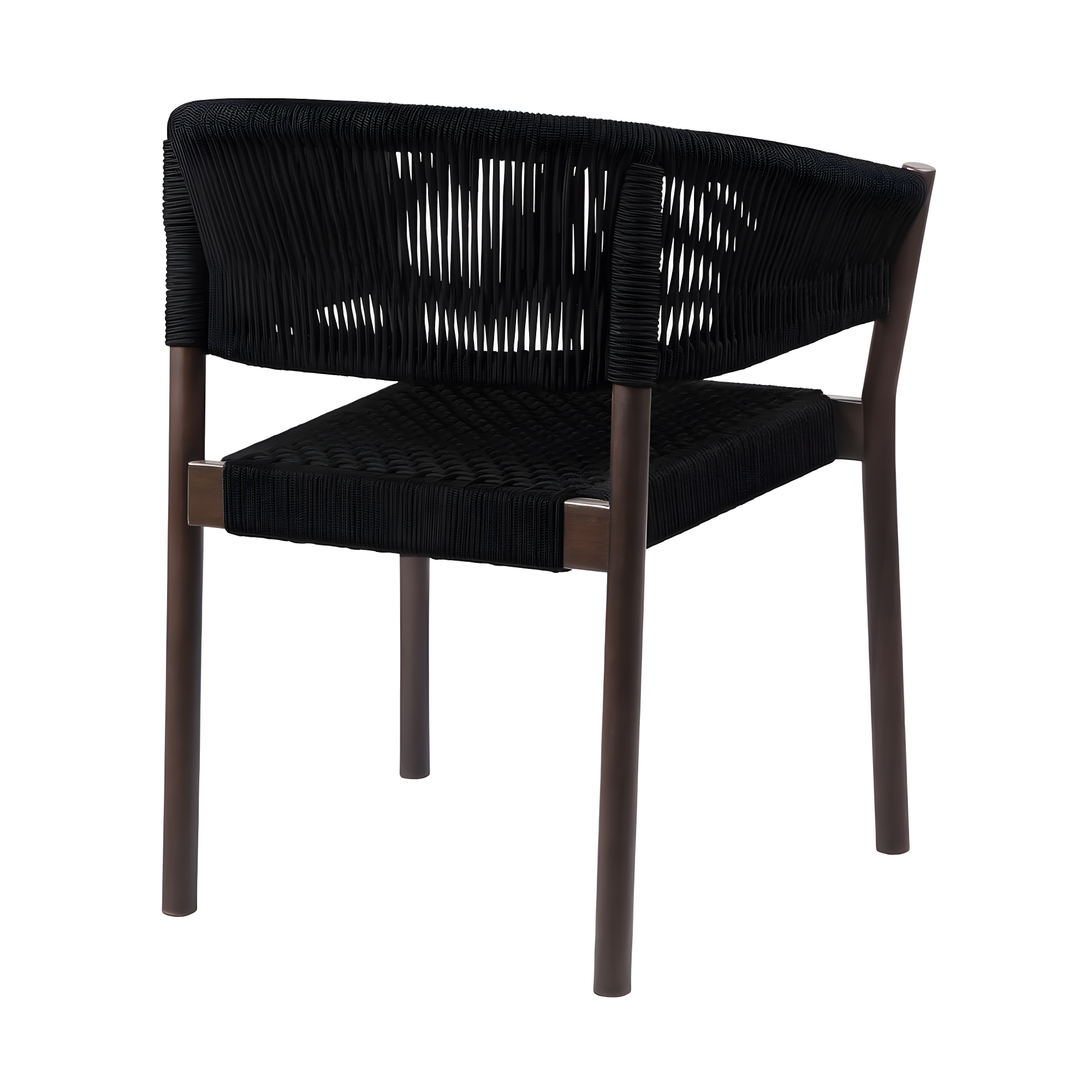 Doris Outdoor Patio Dining Chair in Dark Eucalyptus Wood with Black Rope - Set of 2