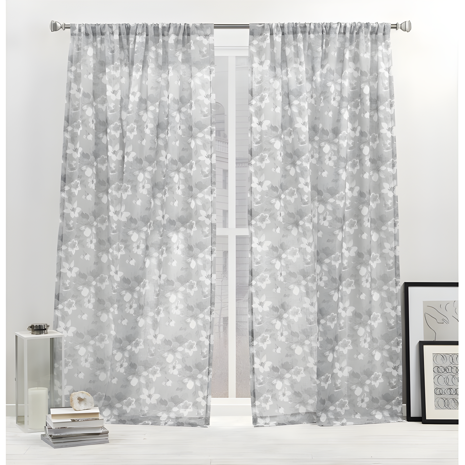 Nicole Miller Nicole Miller New York Dara Light Filtering, Semi Sheer Rod Pocket Curtain Panels (Set of 2)
