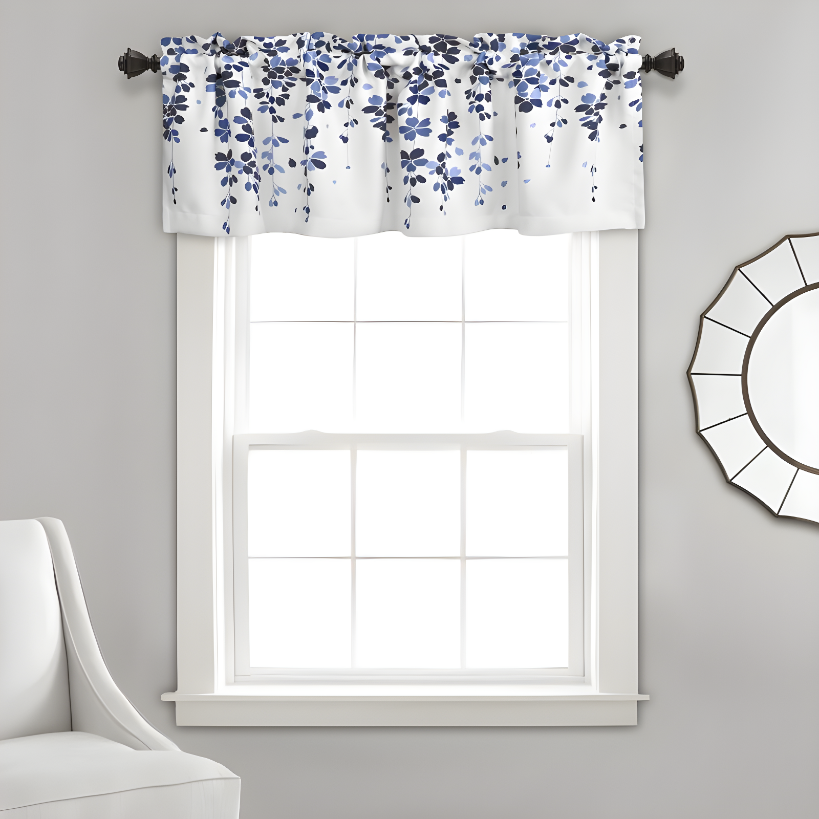Weeping Flower Floral Tailored 52'' W Window Valance