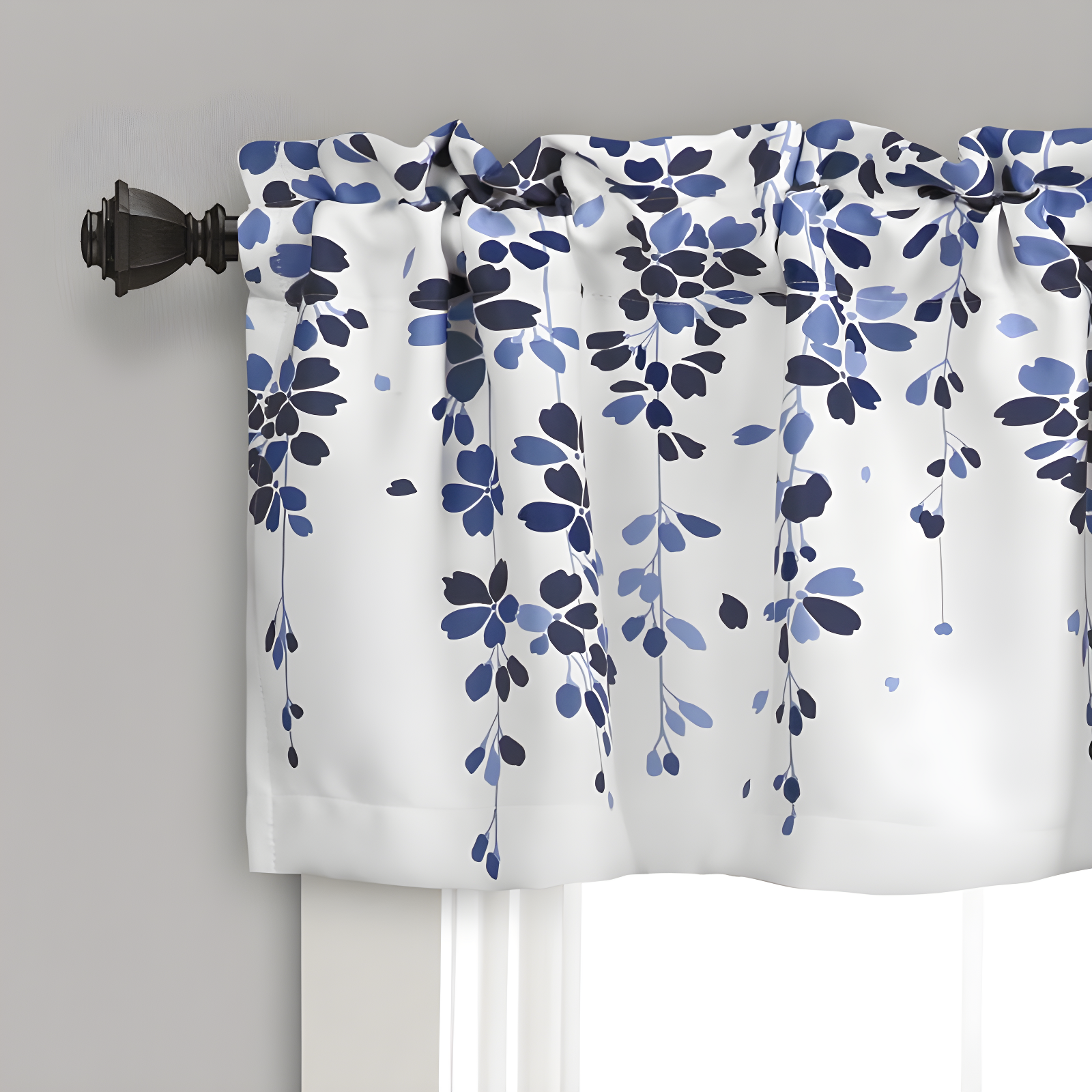 Weeping Flower Floral Tailored 52'' W Window Valance