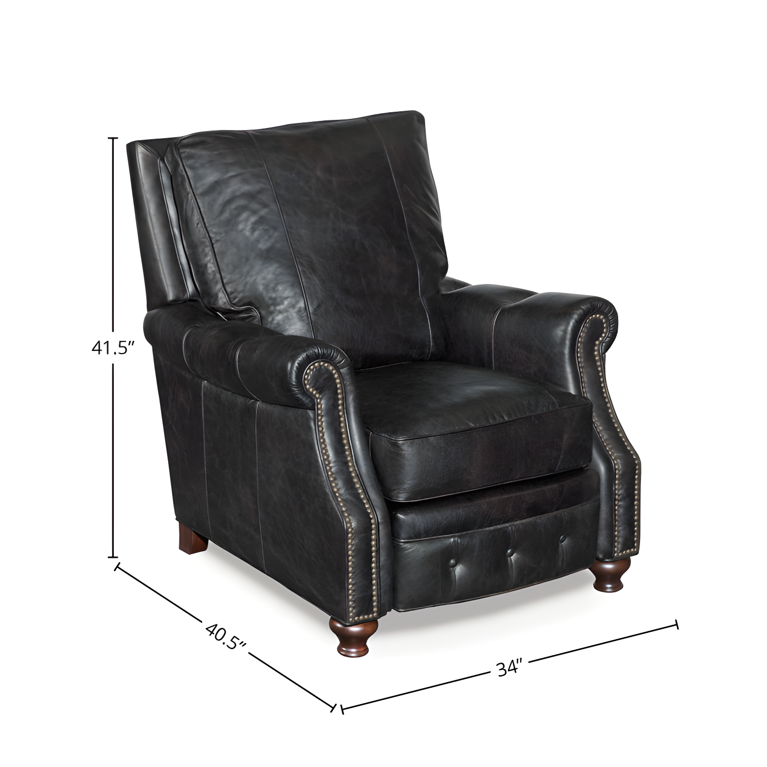 Old Saddle Black Genuine Leather Traditional Recliner