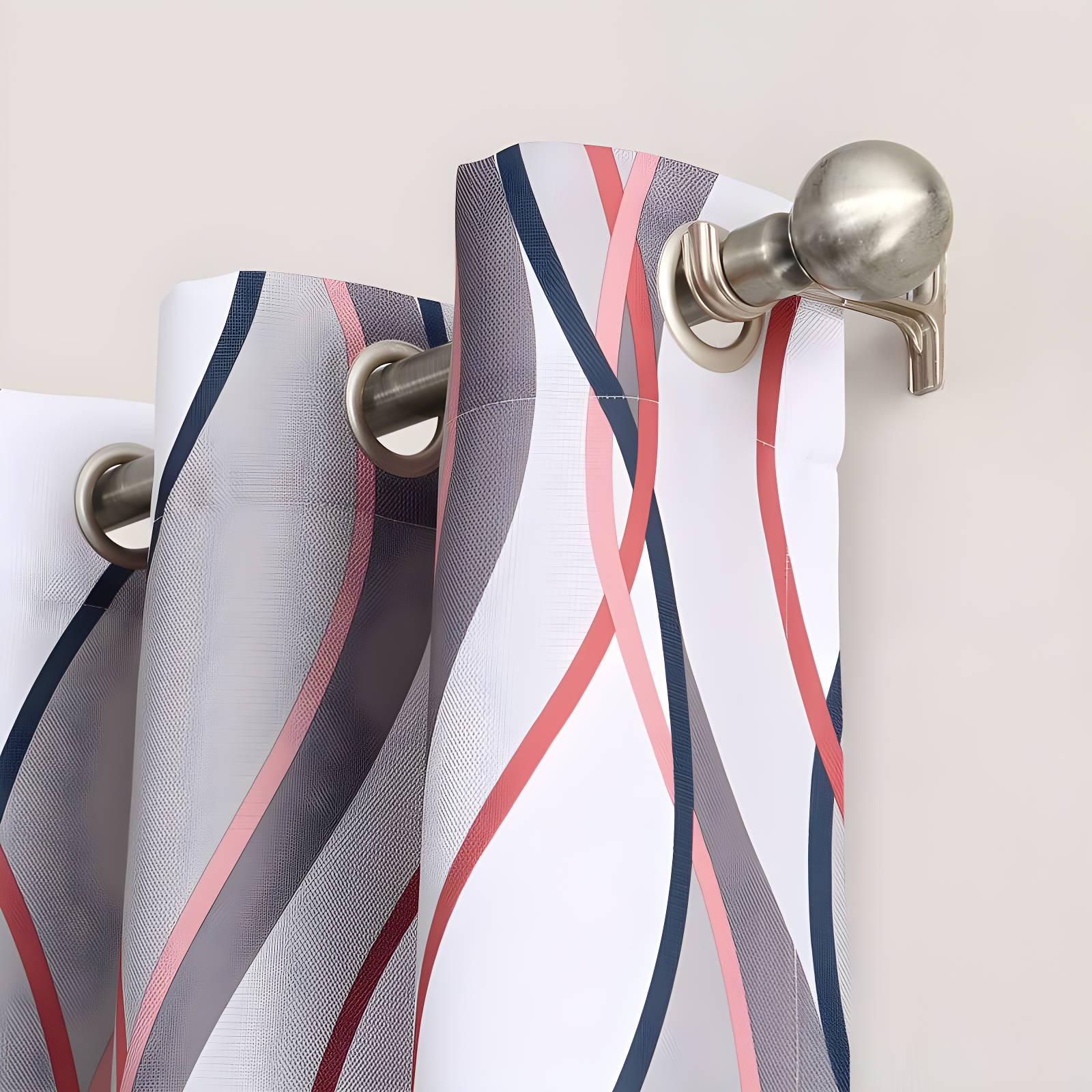 48"x63" No. 918 Semi-Sheer Intersect Ogee Wave Print Grommet Curtain Panel Nickel