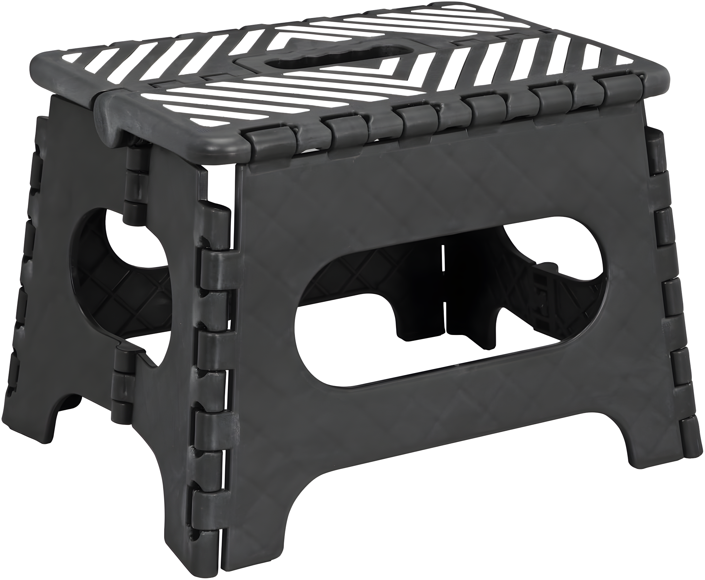 Simplify Plastic 9" Stripe Top 1 Step Folding Step Stool, Black