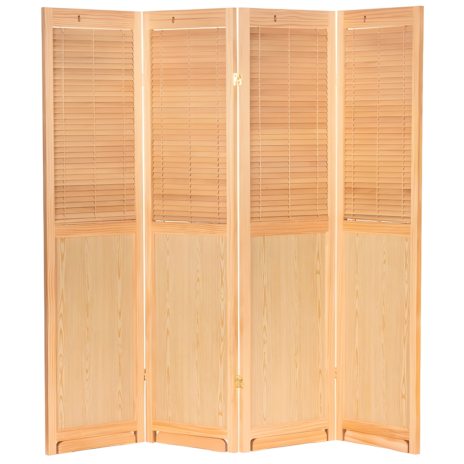 Oriental Furniture 6 ft. Tall Adjustable Shutter Room Divider Natural - 4 Panel
