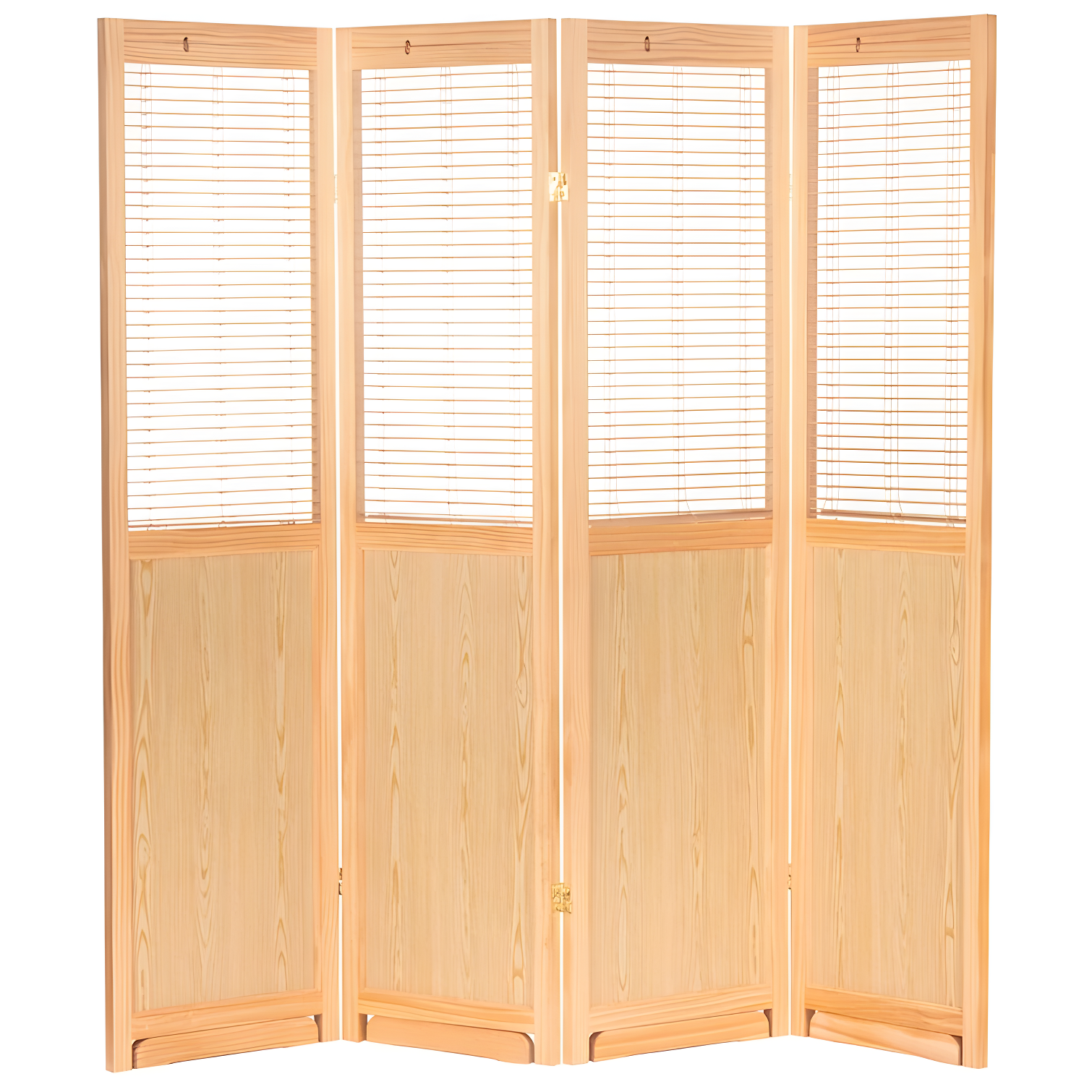 Oriental Furniture 6 ft. Tall Adjustable Shutter Room Divider Natural - 4 Panel
