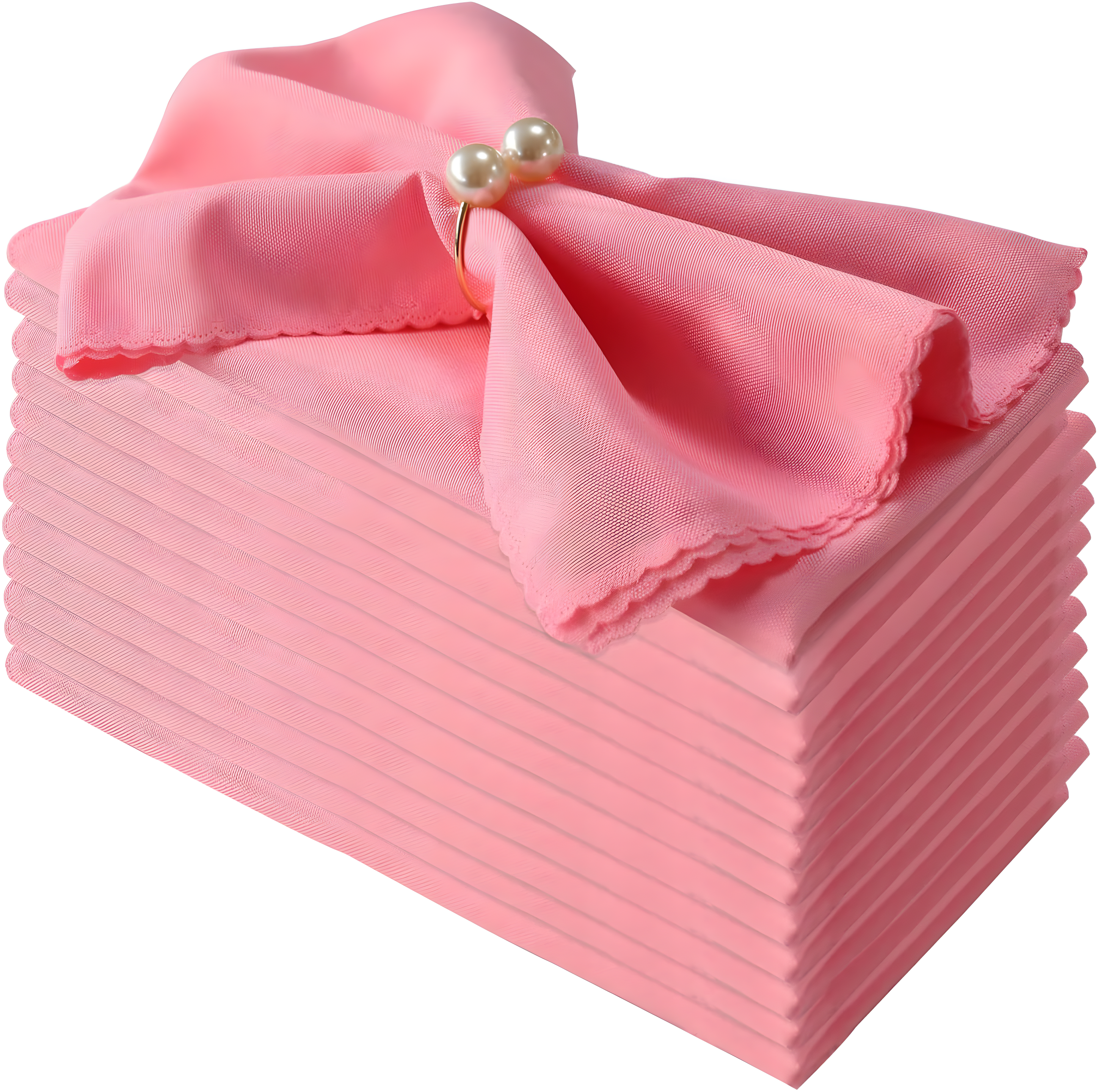 Premium Pink Polyester Cloth Napkins Set of 12 | Washable & Reusable | Valentine's Day, Easter, Christmas Decor | 18.8 x 18.8 Inches