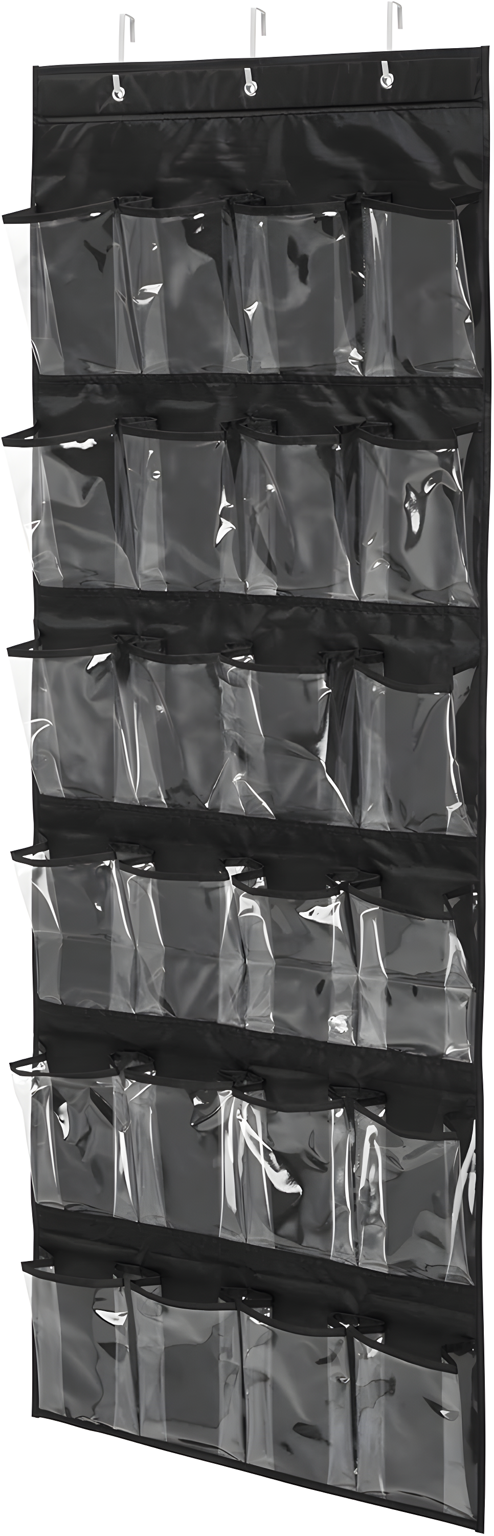Black 24-Pocket Over-the-Door Hanging Shoe Organizer