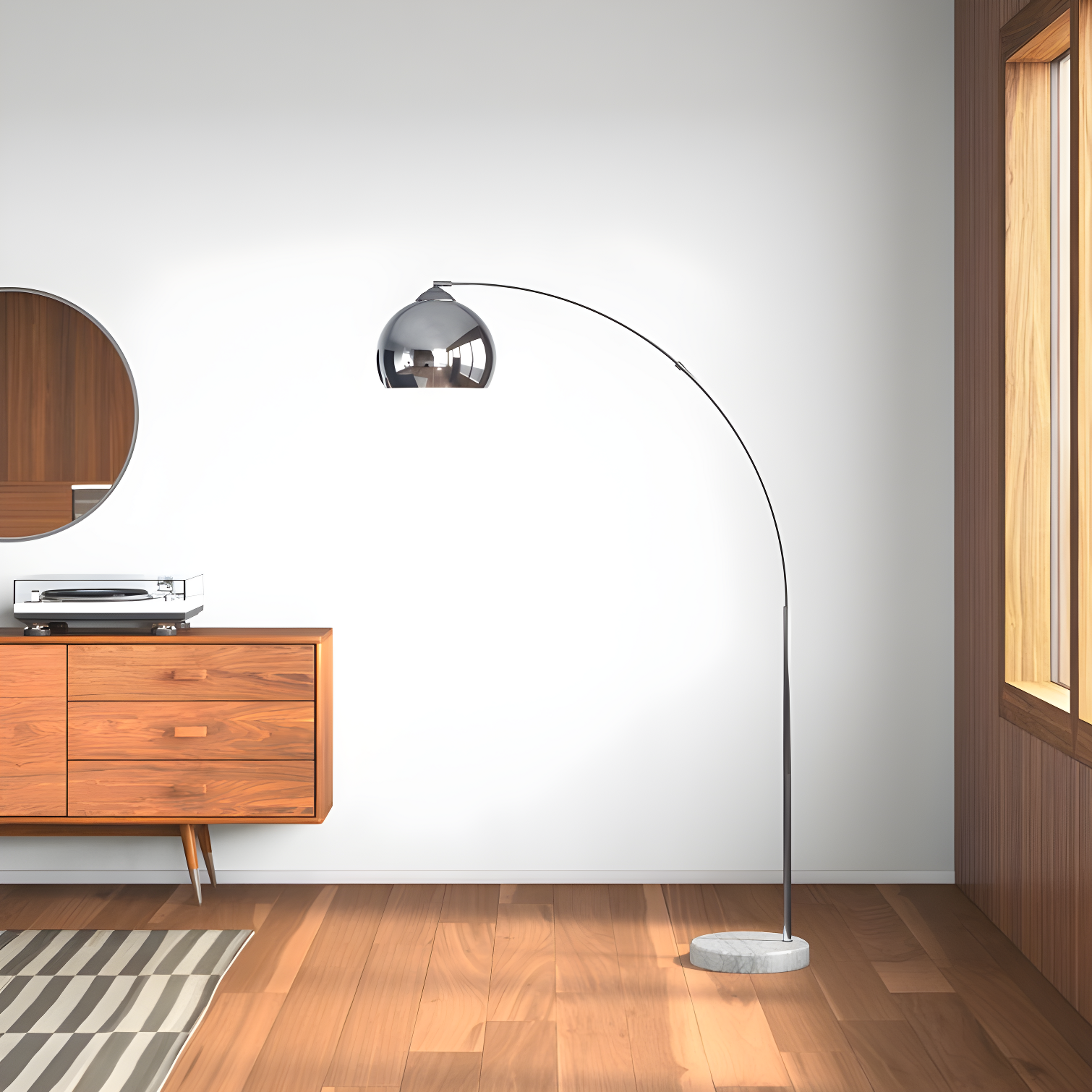 Wrought Studio™ Perlis 66.93" Arc Floor Lamp with Solid Marble Base