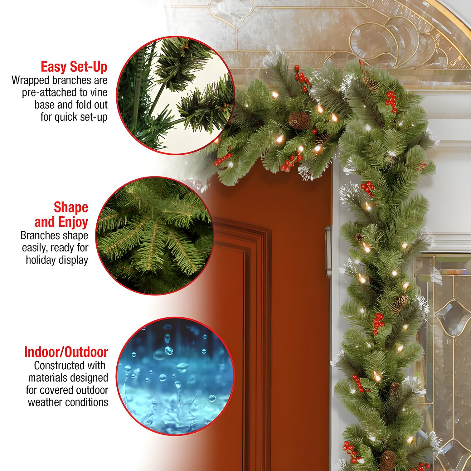 National Tree Company 9ft. Crestwood Spruce Garland with Clear Lights