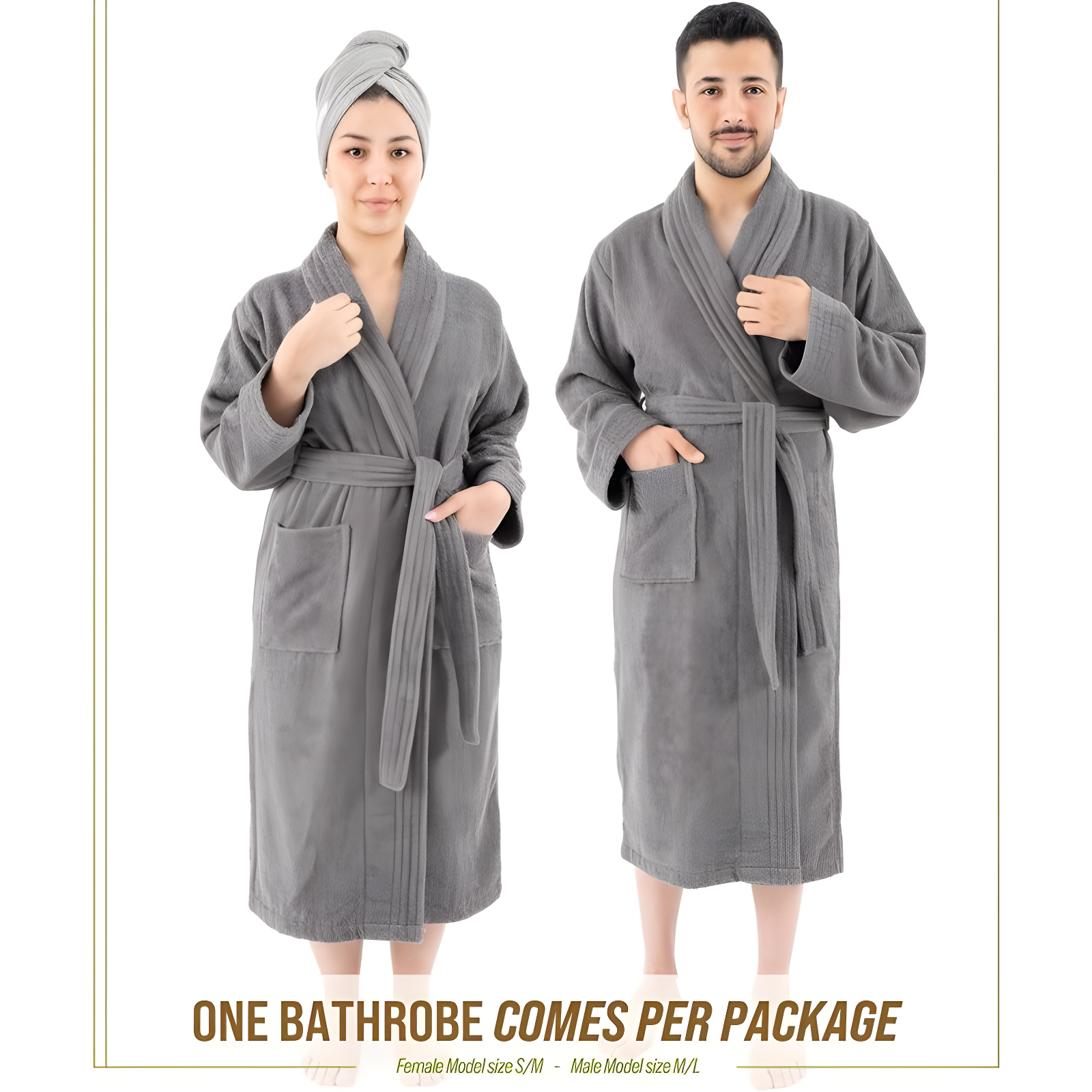 American Soft Linen, 100% Cotton Robes for Women and Men, 1 Piece Soft Lightweight Adult Couple Bathrobes, Medium - Gray